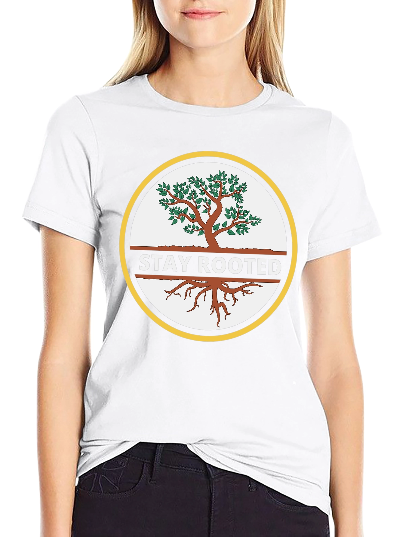 Stay Rooted Tree Graphic Black T-Shirt
