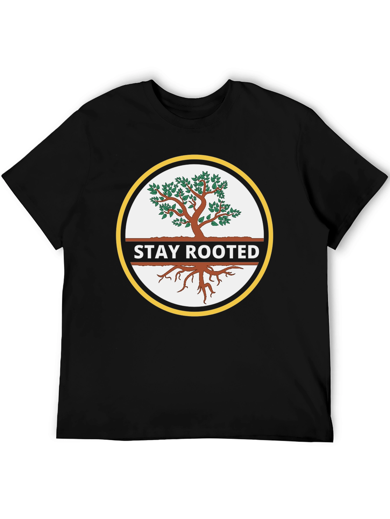Stay Rooted Tree Graphic Black T-Shirt