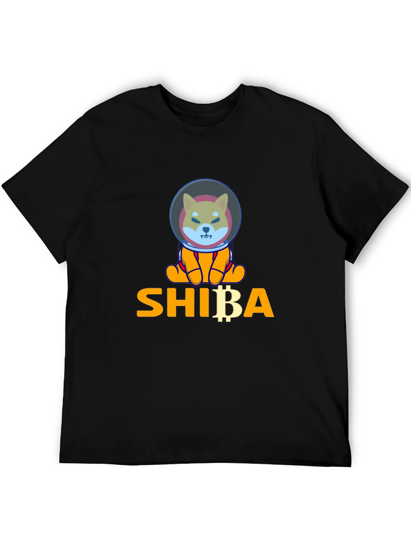 Shiba Inu Crypto Astronaut T-Shirt - Black Cotton