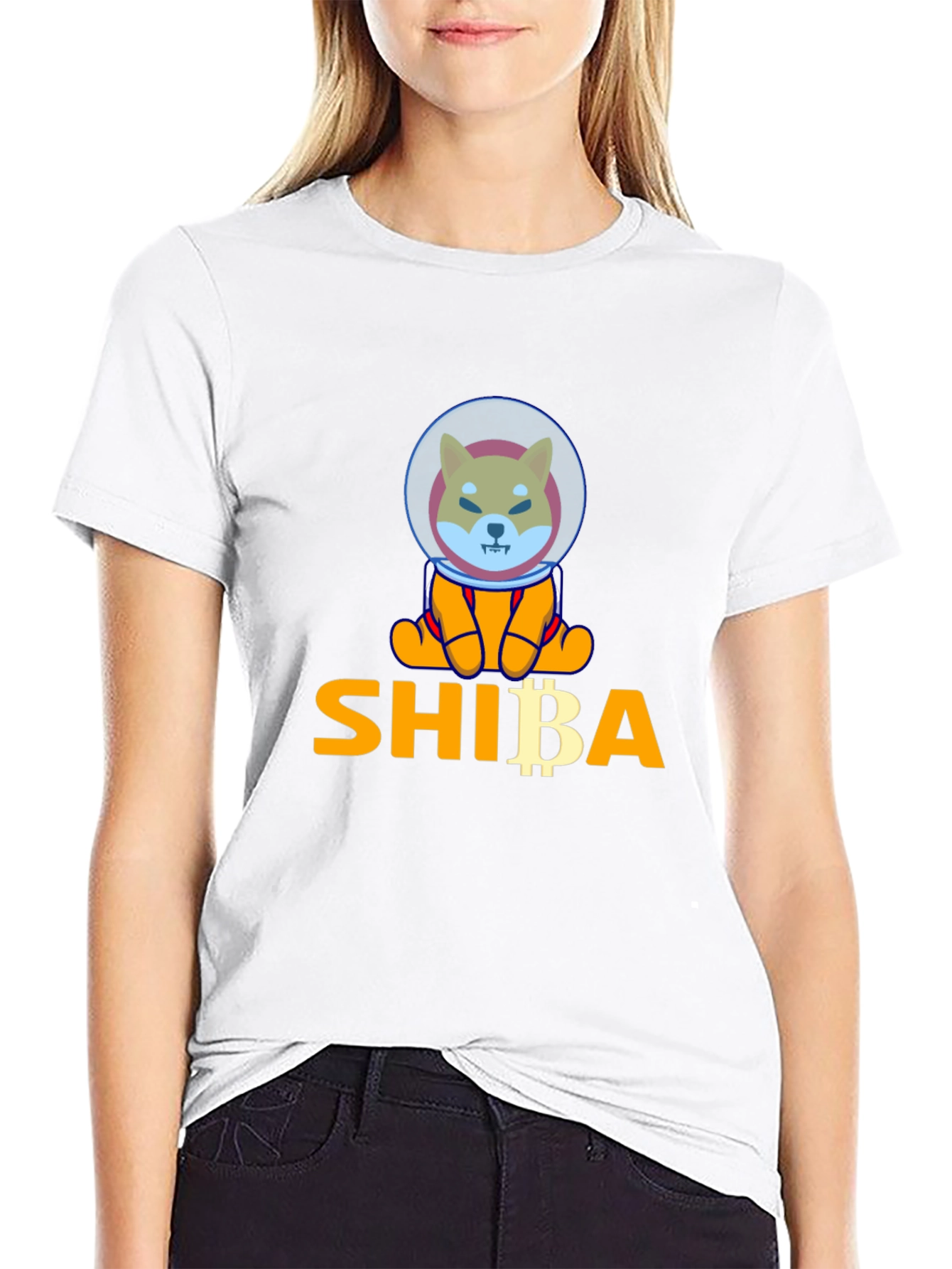Shiba Inu Crypto Astronaut T-Shirt - Black Cotton