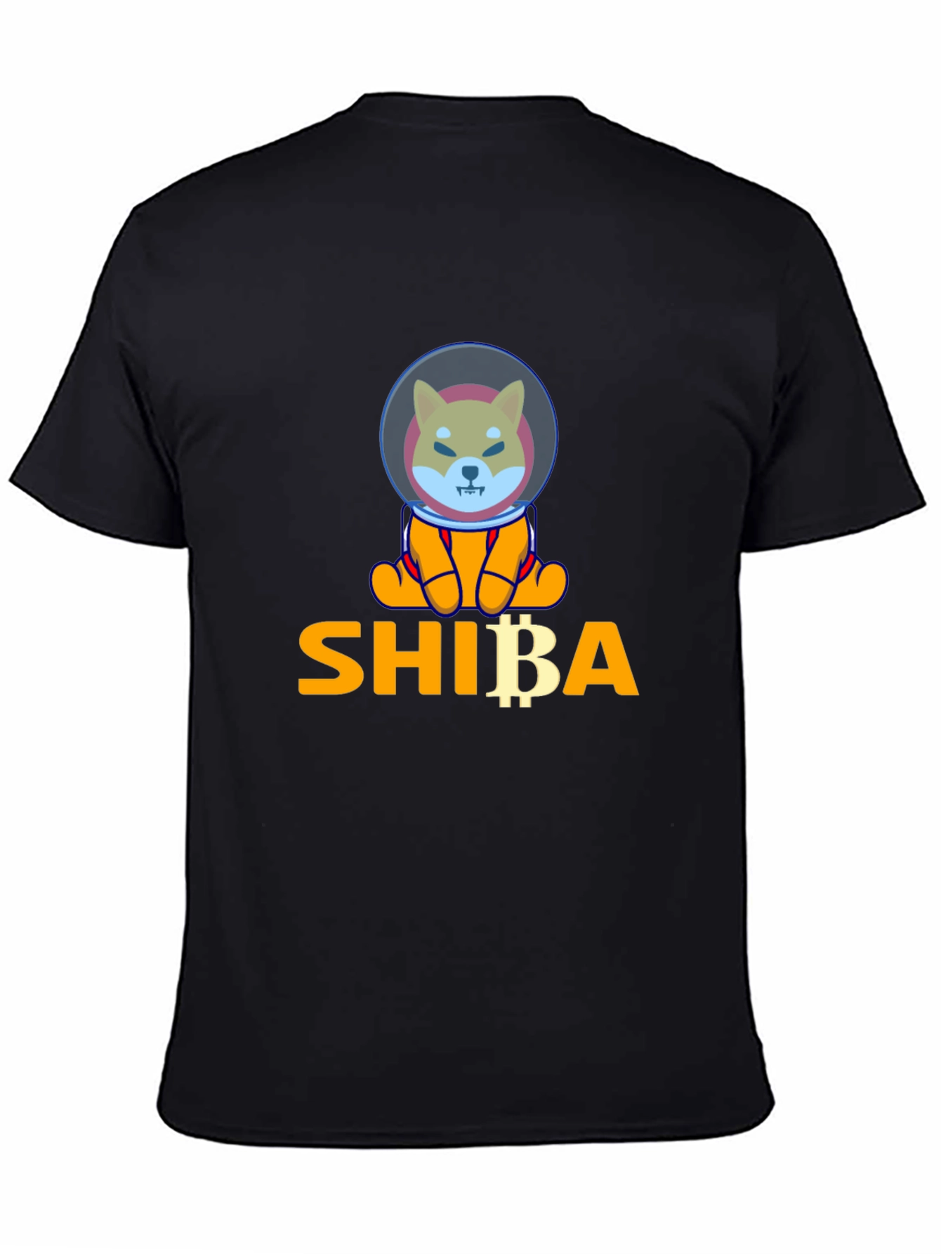 Shiba Inu Crypto Astronaut T-Shirt - Black Cotton