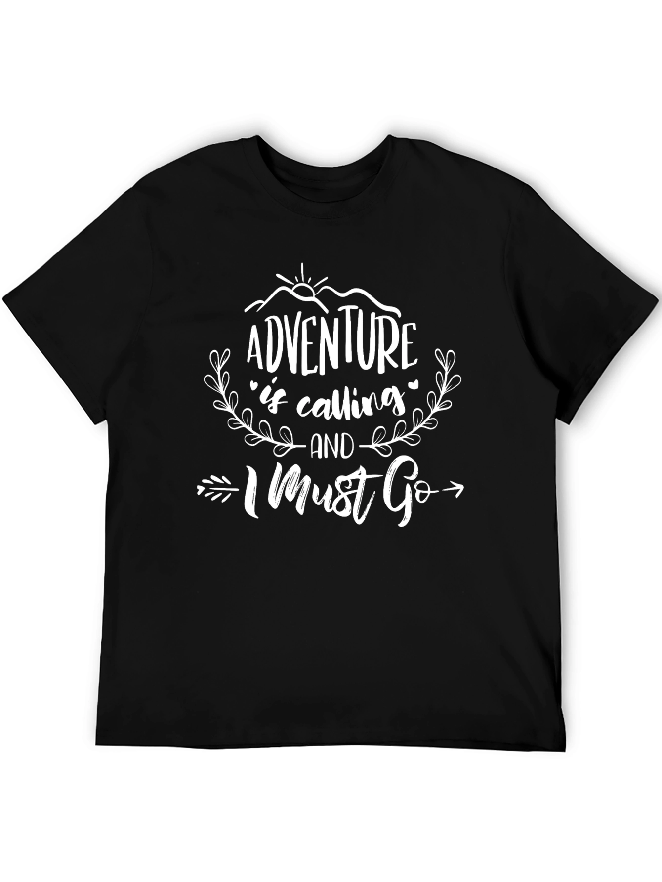 Adventure Awaits Mens Black Graphic Tee
