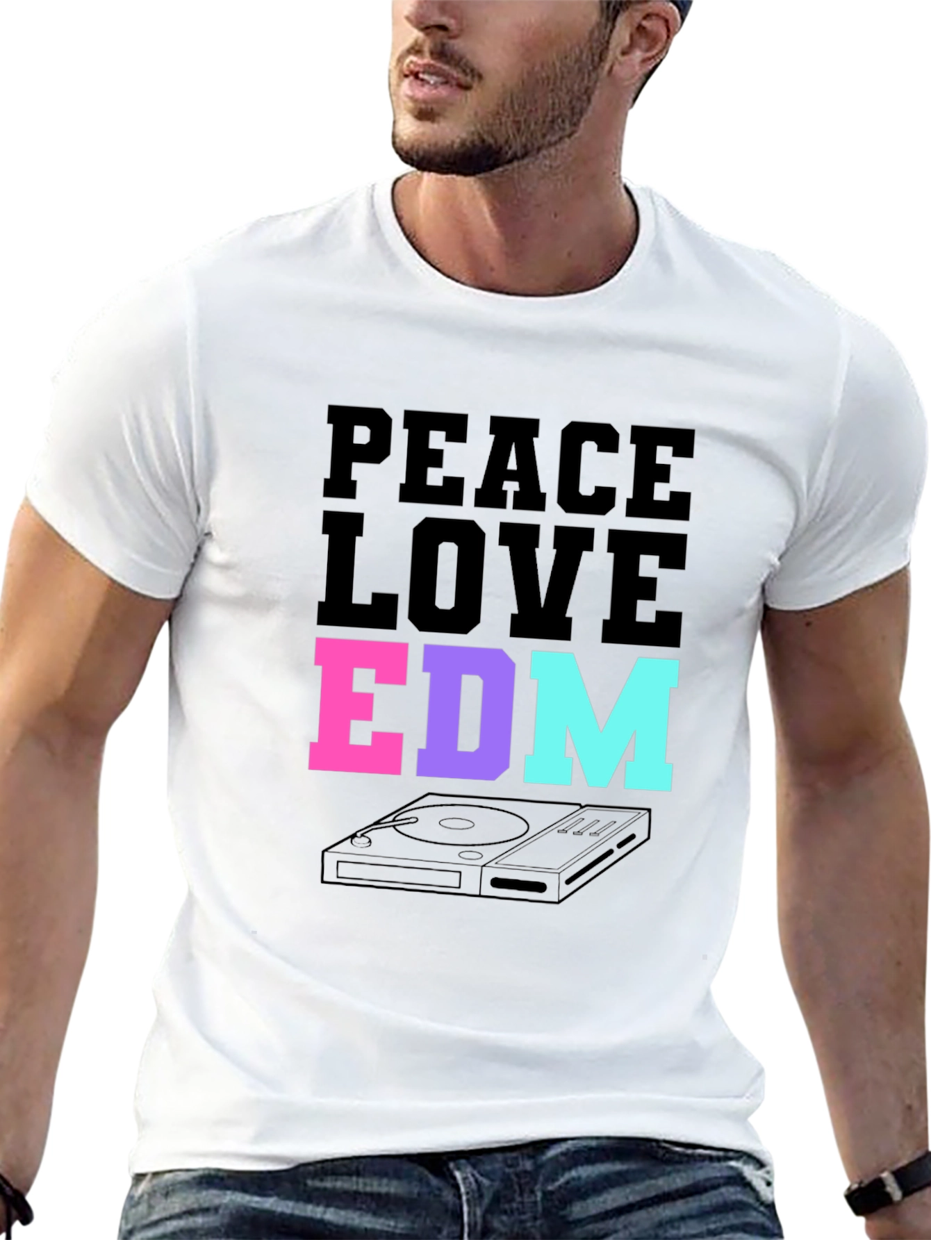Peace Love EDM T-Shirt Black Music Rave Graphic Tee