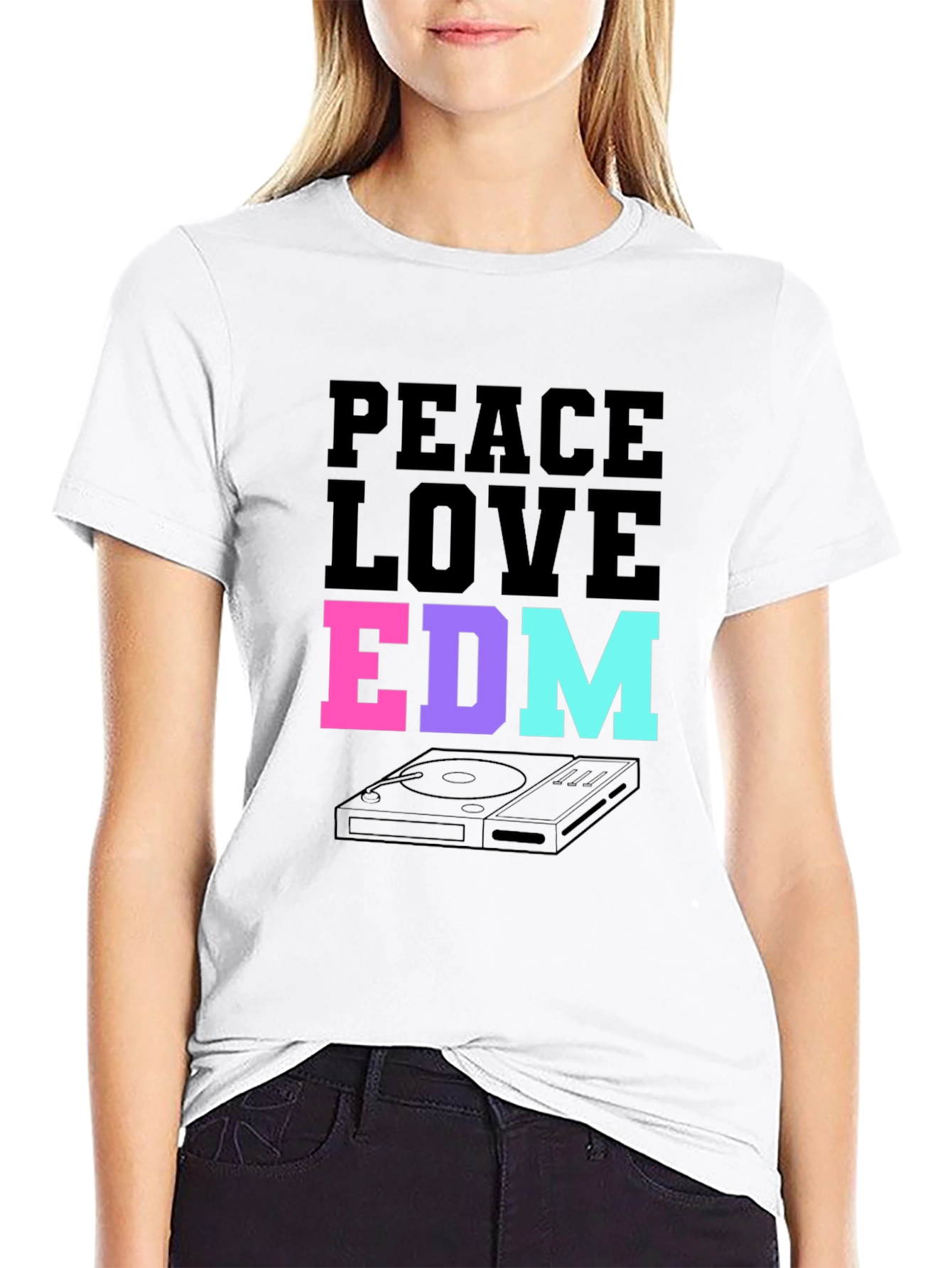 Peace Love EDM T-Shirt Black Music Rave Graphic Tee