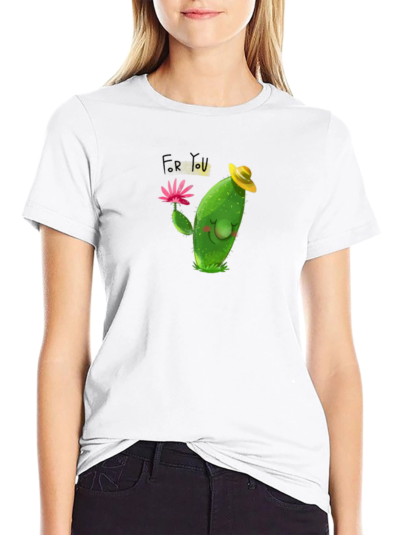 Cartoon Cactus Graphic Tee - Cute Mens T-Shirt