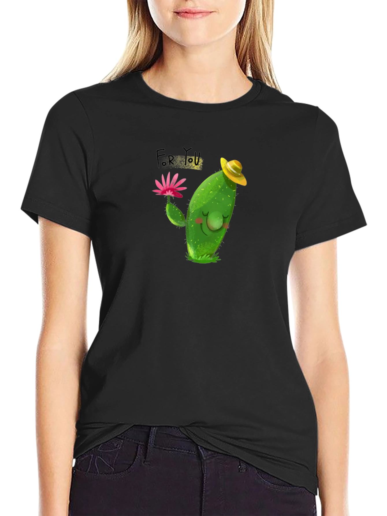 Cartoon Cactus Graphic Tee - Cute Mens T-Shirt