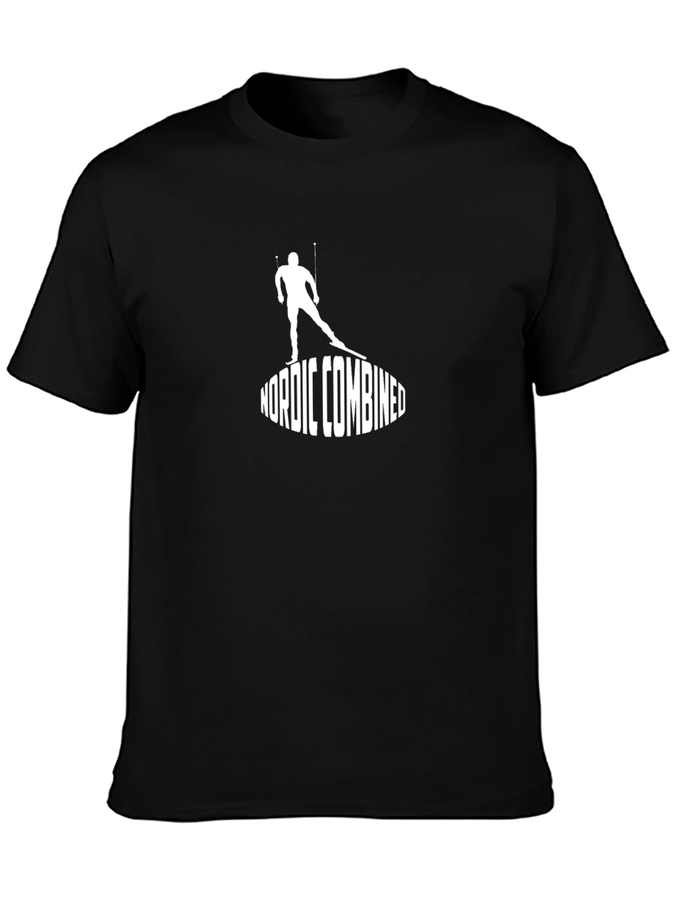 Nordic Combined Skiing Graphic Tee - Black