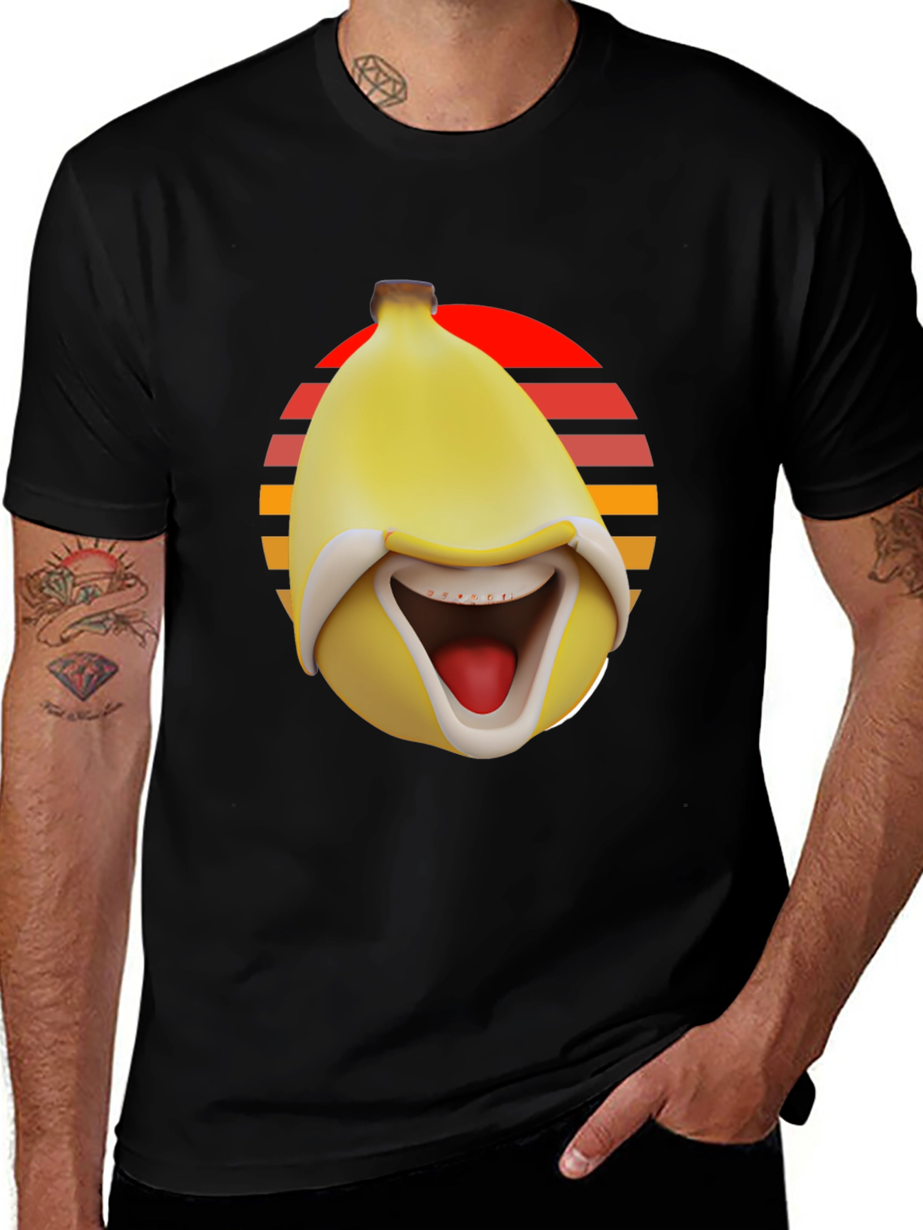 Funny Banana T-Shirt - Retro Sunset Design