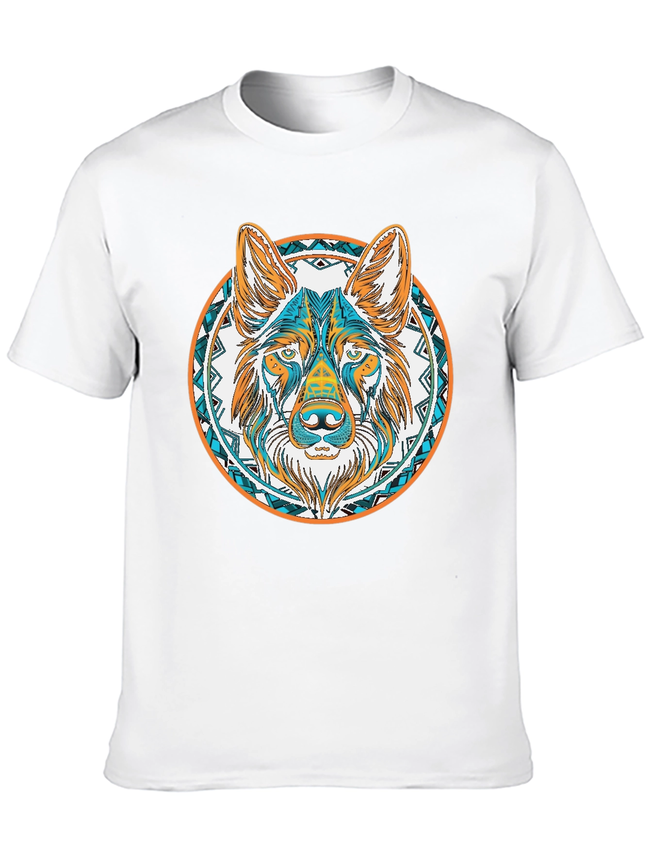 Aztec Wolf Graphic Tee - Black Cotton T-Shirt