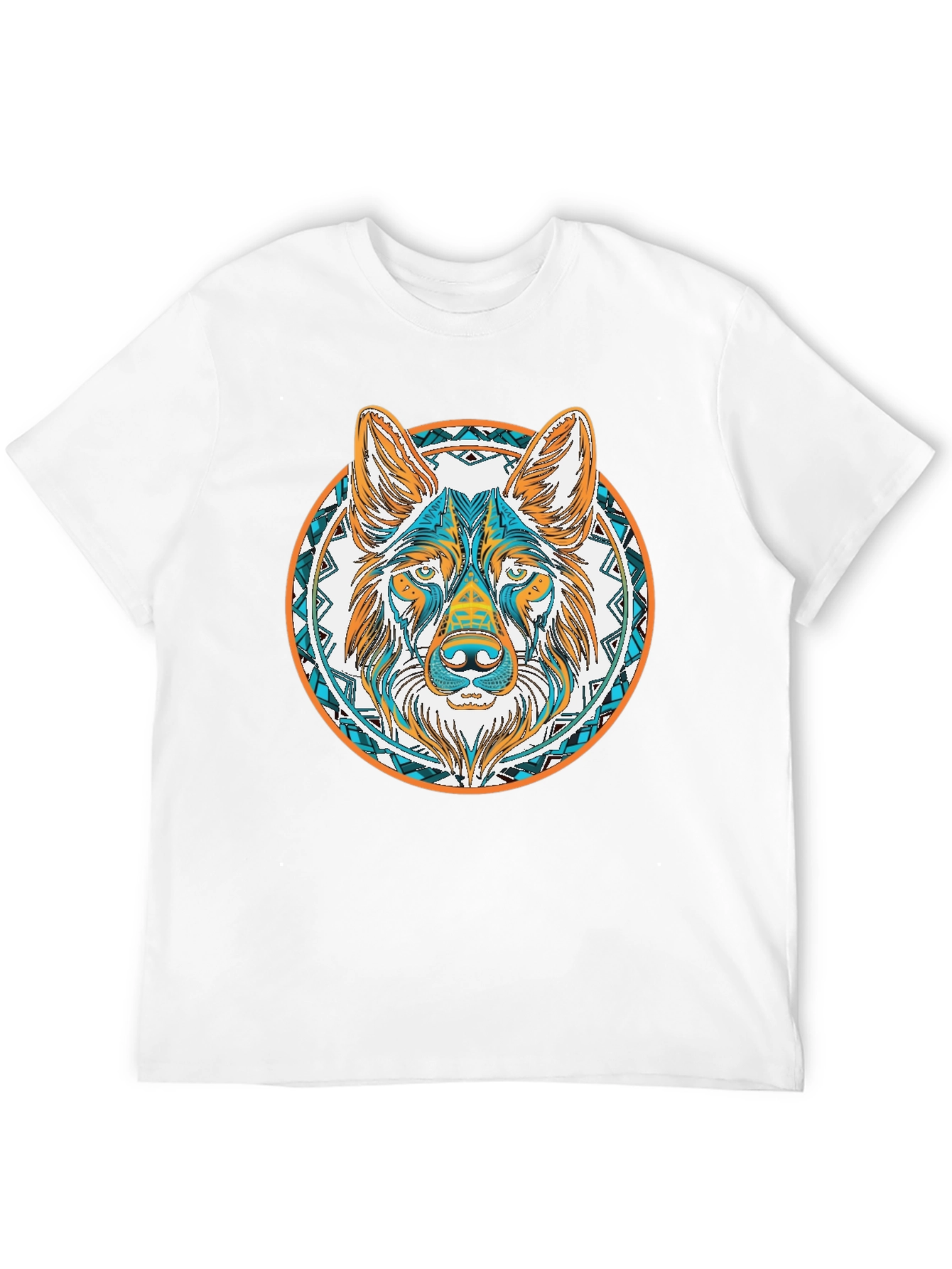 Aztec Wolf Graphic Tee - Black Cotton T-Shirt
