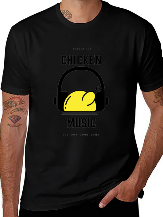 Chicken Music Graphic T-Shirt - Black