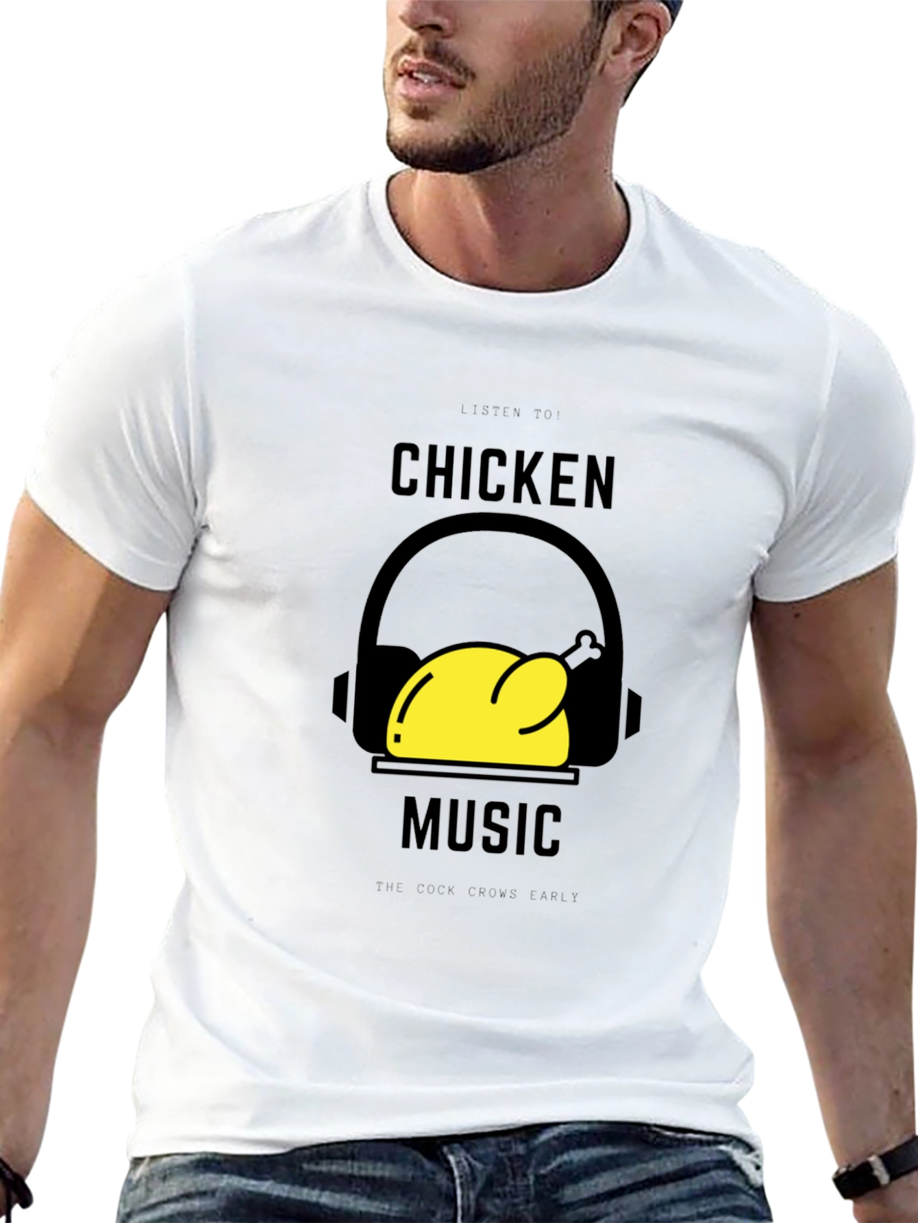 Chicken Music Graphic T-Shirt - Black