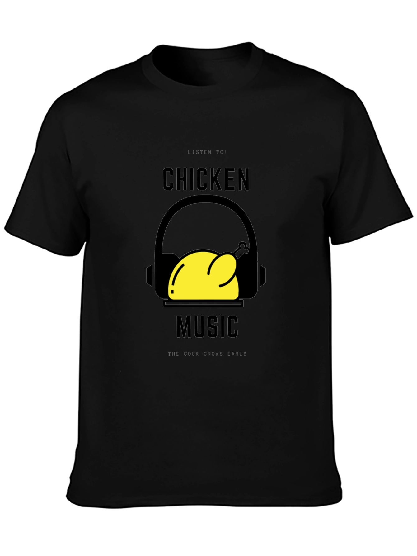 Chicken Music Graphic T-Shirt - Black
