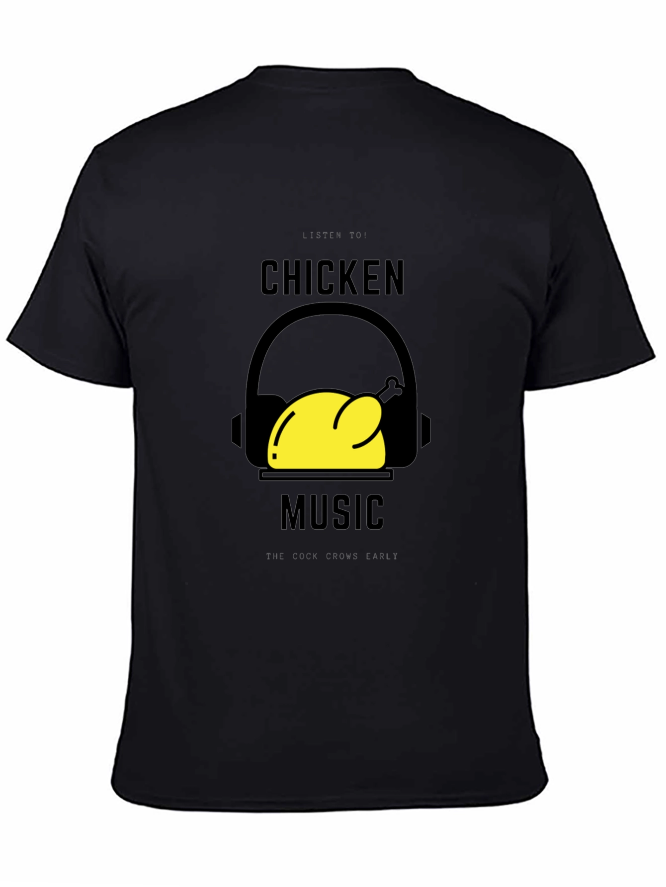Chicken Music Graphic T-Shirt - Black