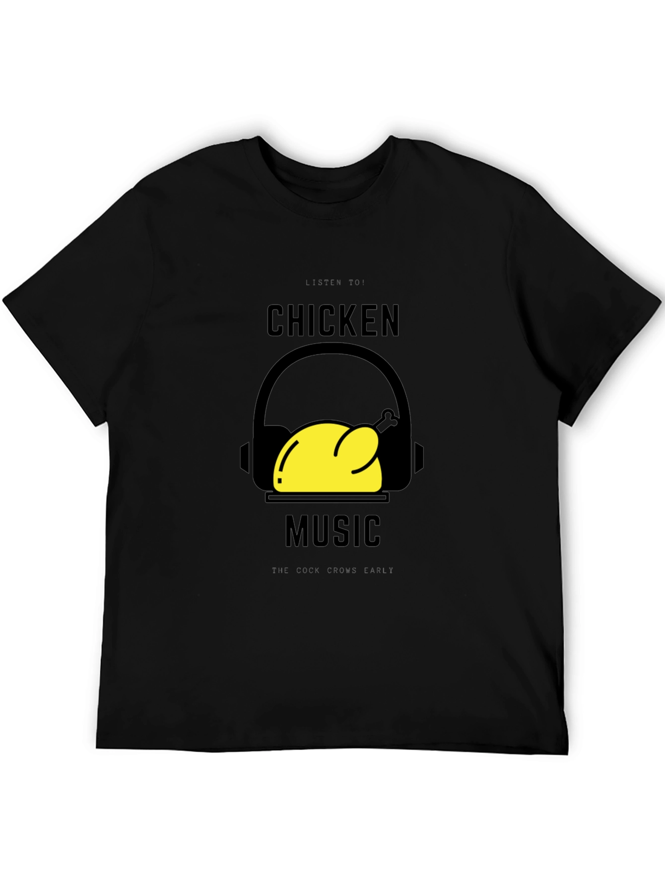 Chicken Music Graphic T-Shirt - Black