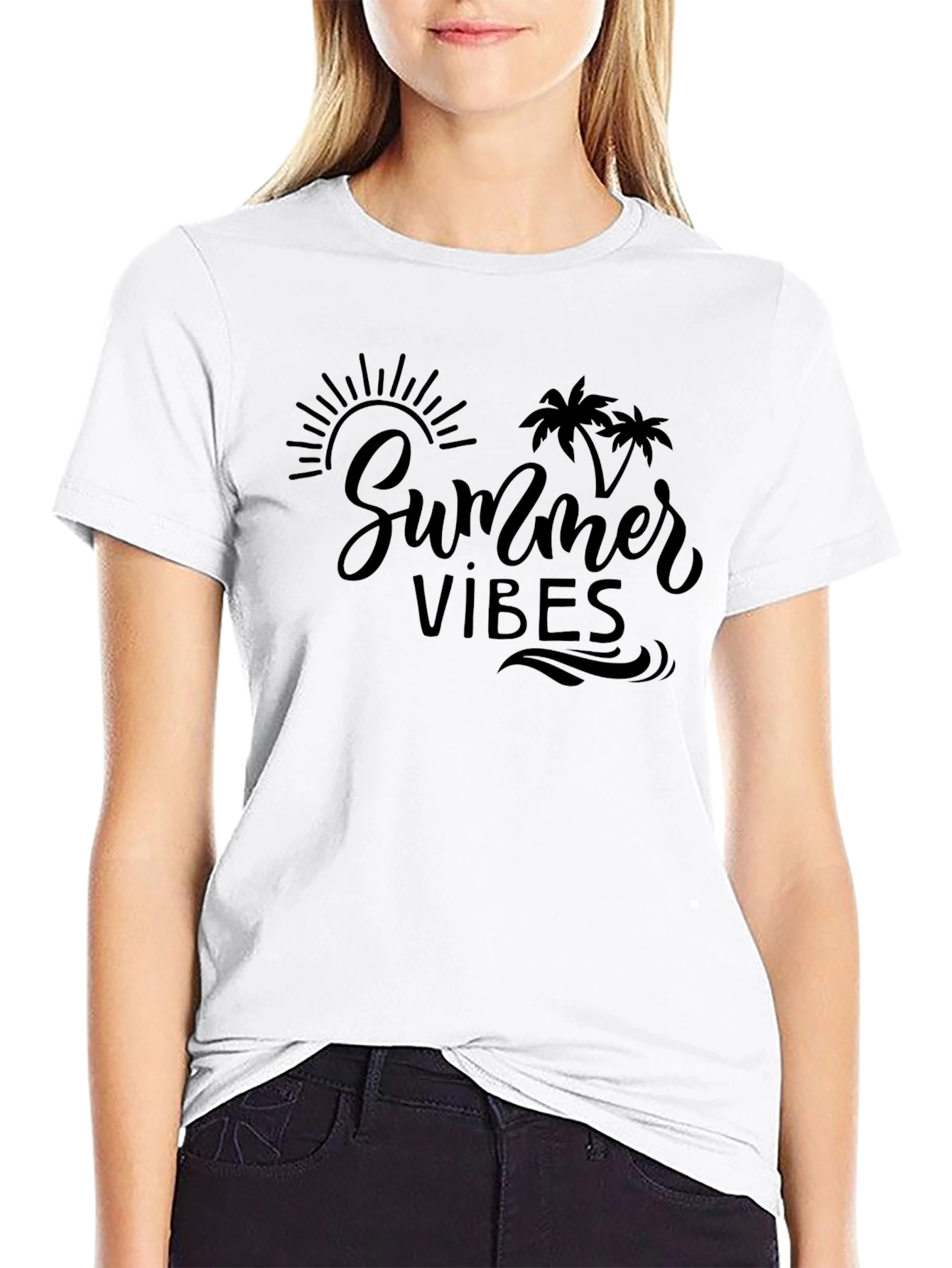 Summer Vibes Black Graphic T-Shirt