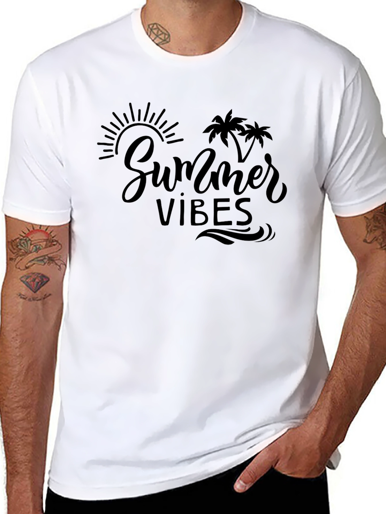Summer Vibes Black Graphic T-Shirt