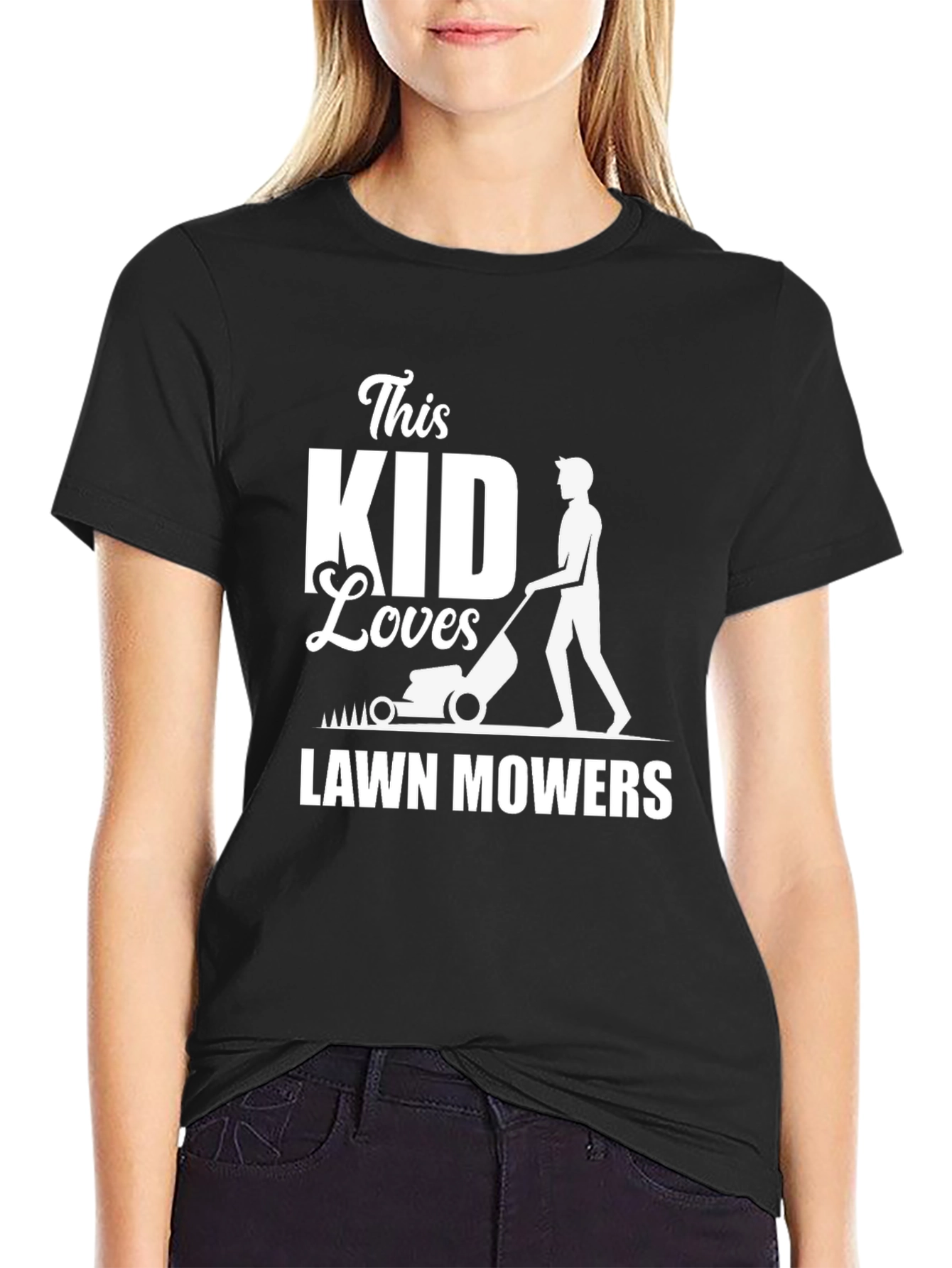 This Kid Loves Lawn Mowers Black T-Shirt
