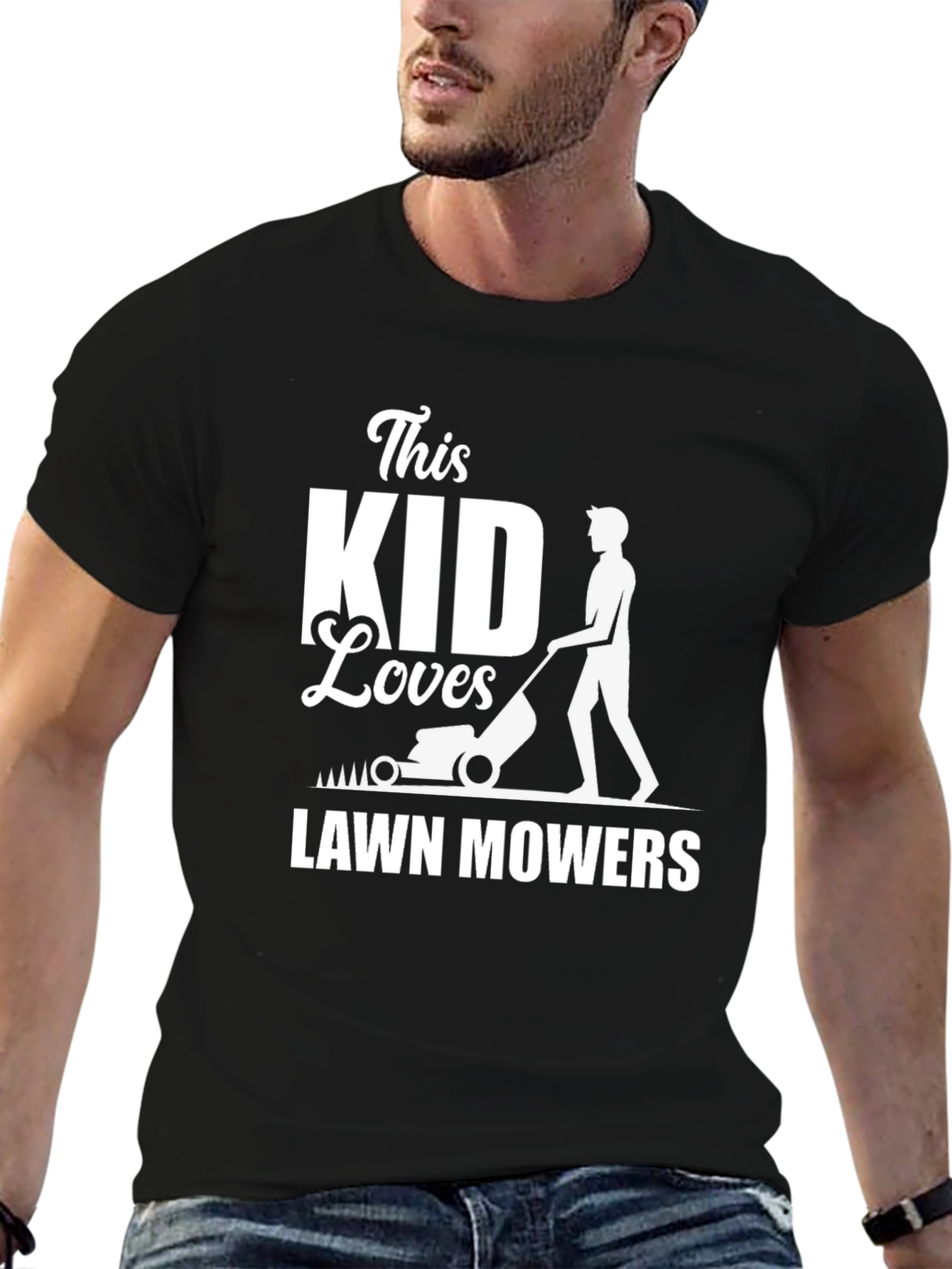 This Kid Loves Lawn Mowers Black T-Shirt