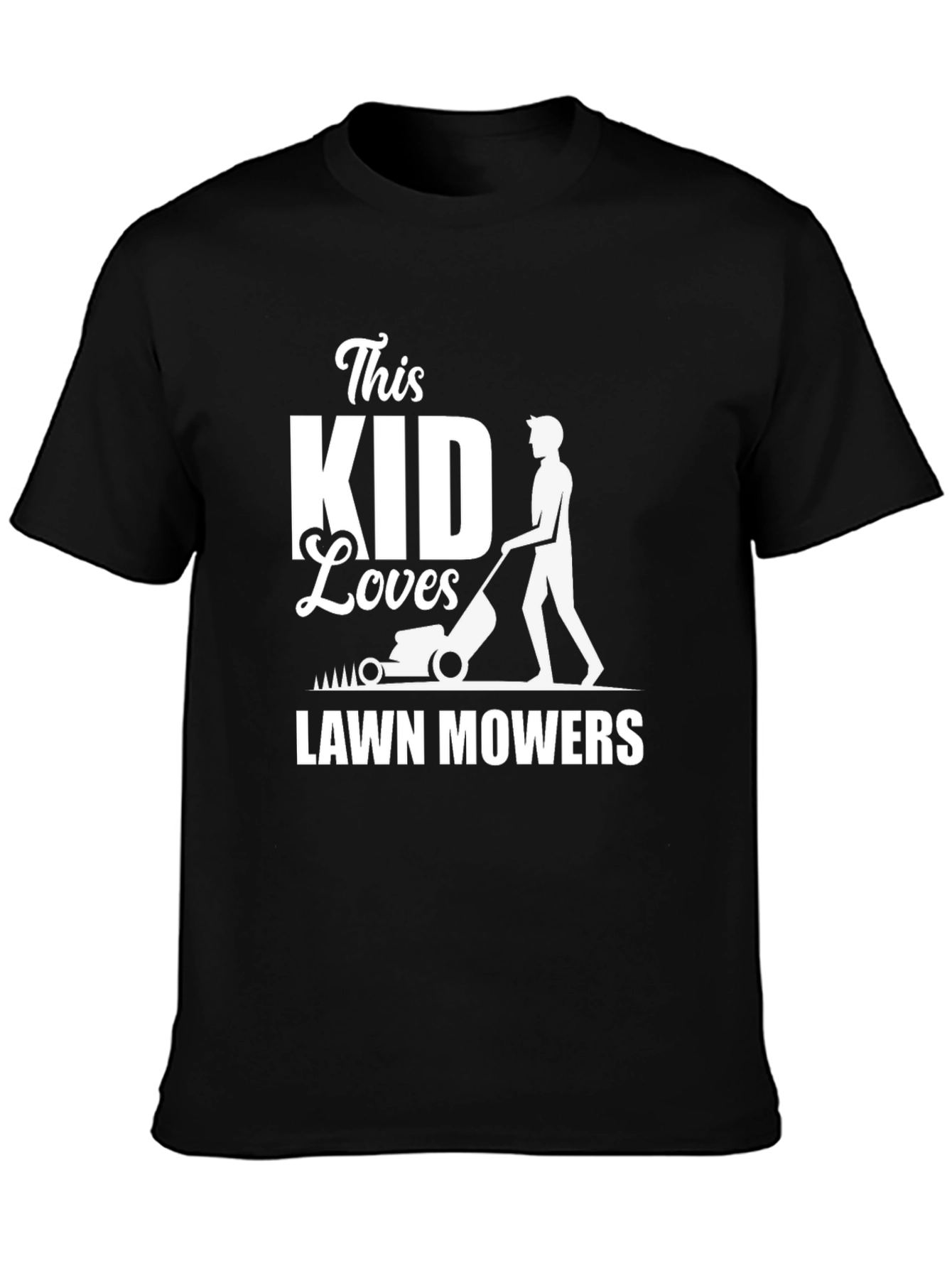 This Kid Loves Lawn Mowers Black T-Shirt