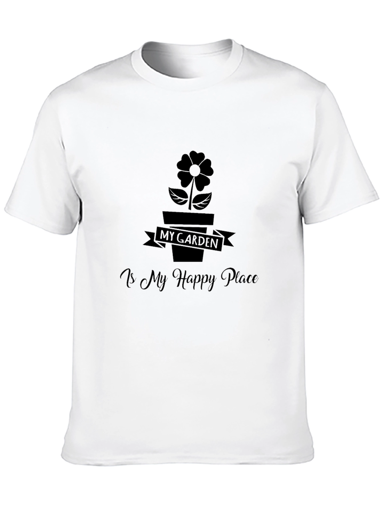 My Garden is My Happy Place Black Graphic T-Shirt