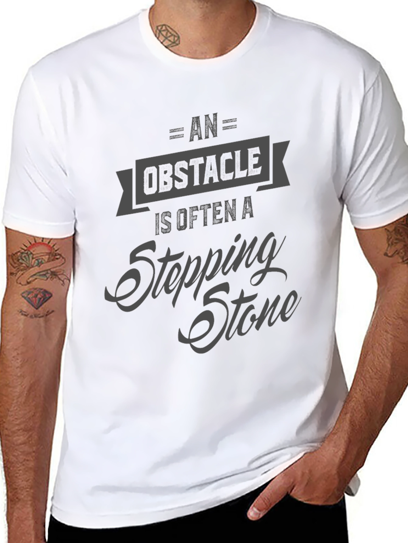 Obstacle Stepping Stone Graphic Tee - Black