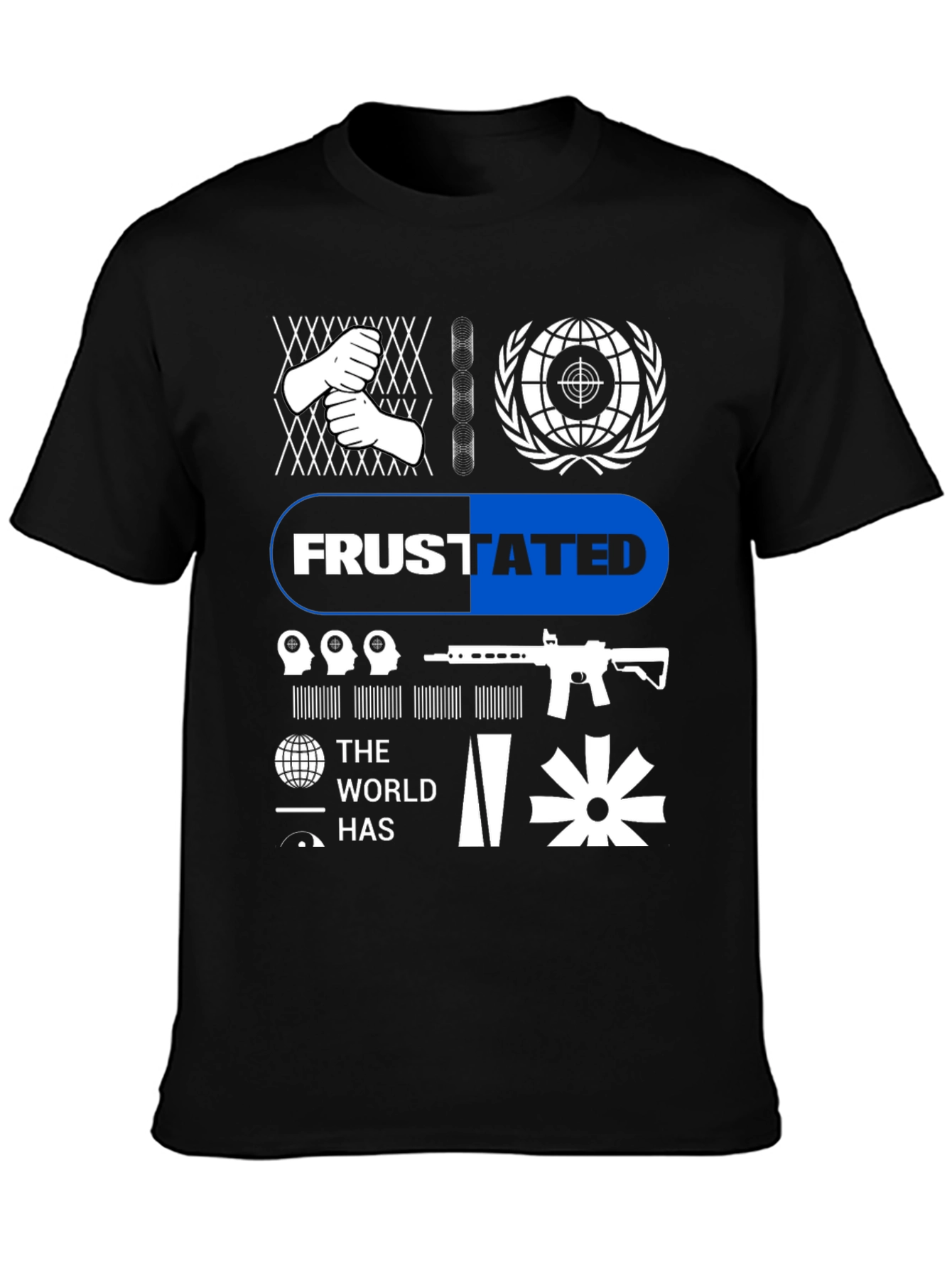 Frustrated Graphic Tee - Black Cotton T-Shirt