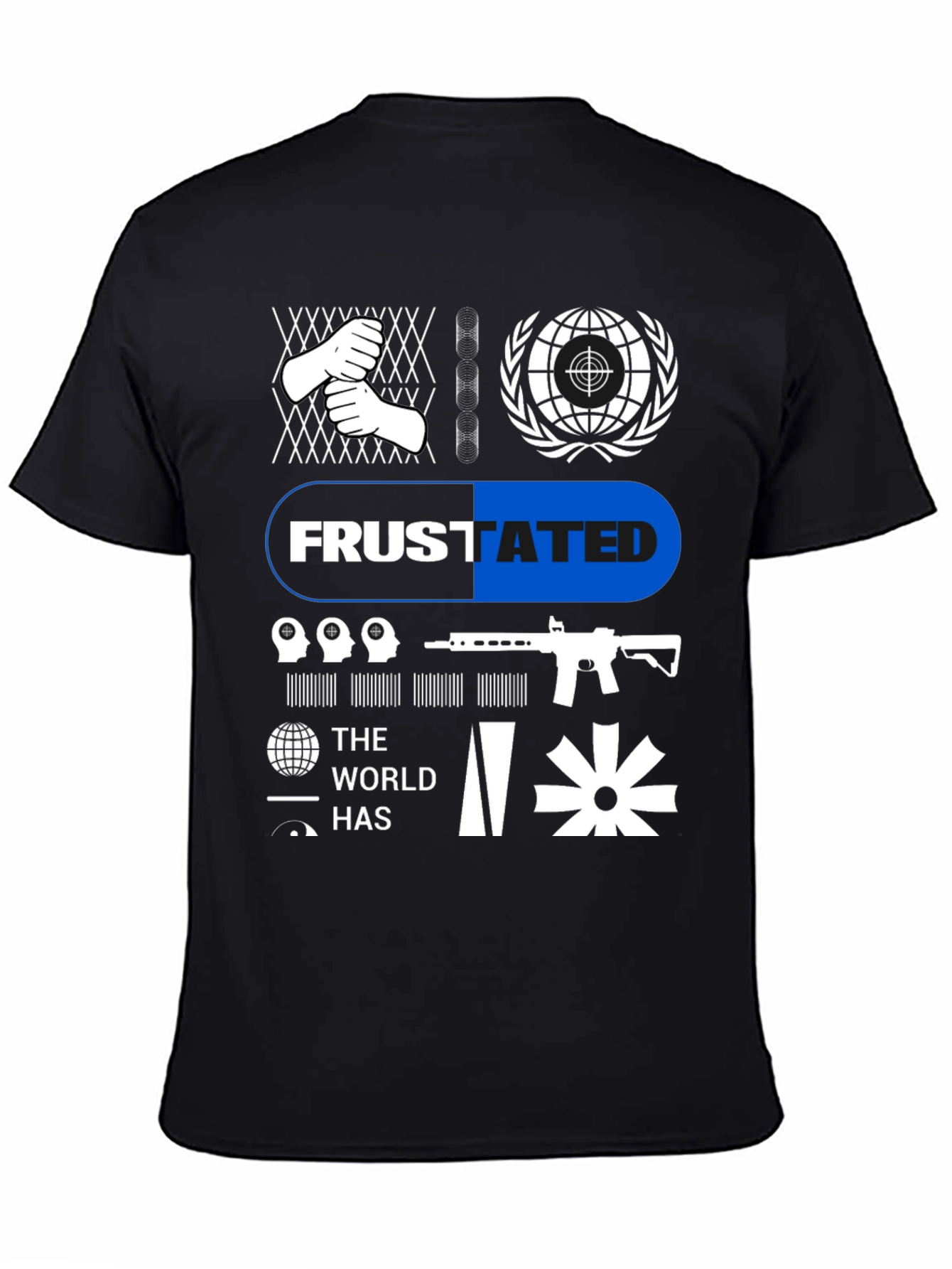 Frustrated Graphic Tee - Black Cotton T-Shirt