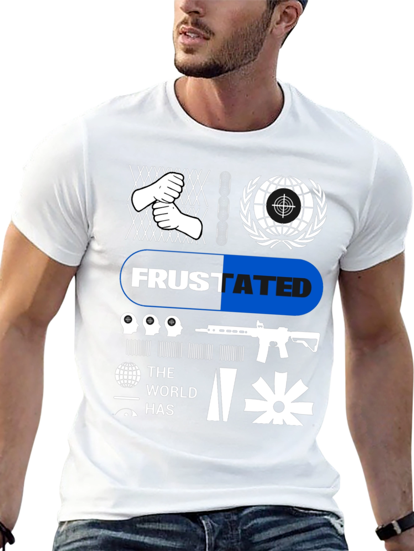 Frustrated Graphic Tee - Black Cotton T-Shirt