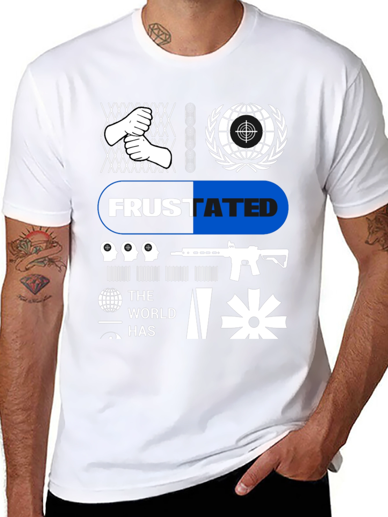 Frustrated Graphic Tee - Black Cotton T-Shirt