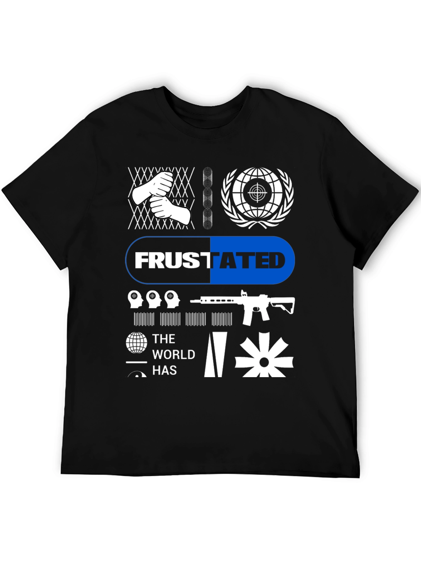 Frustrated Graphic Tee - Black Cotton T-Shirt