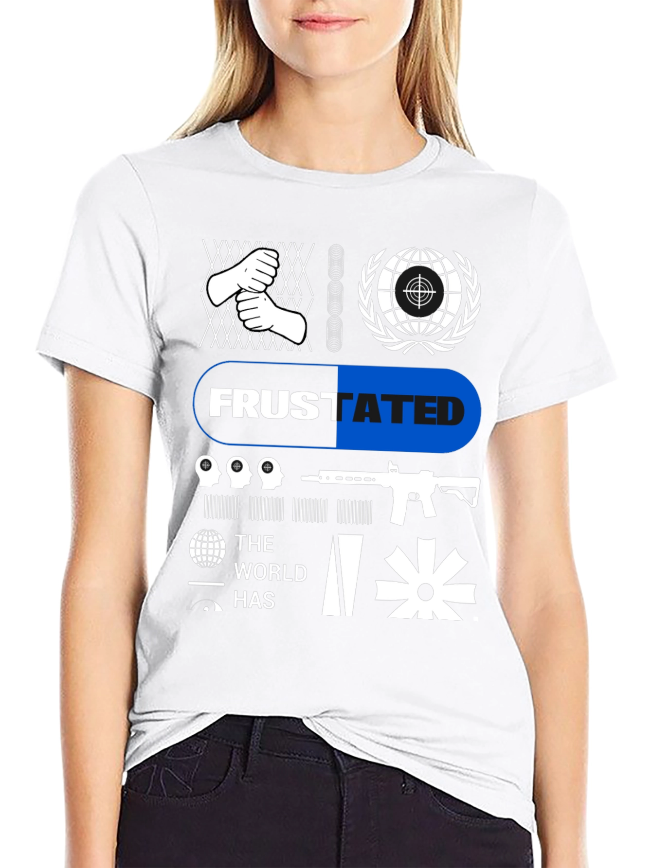Frustrated Graphic Tee - Black Cotton T-Shirt