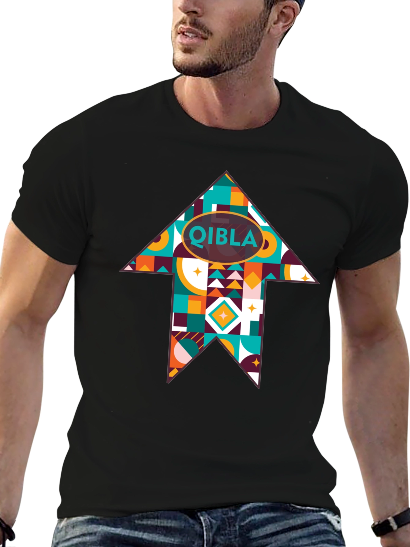 Qibla Direction Arrow Tee - Stylish Islamic Gift