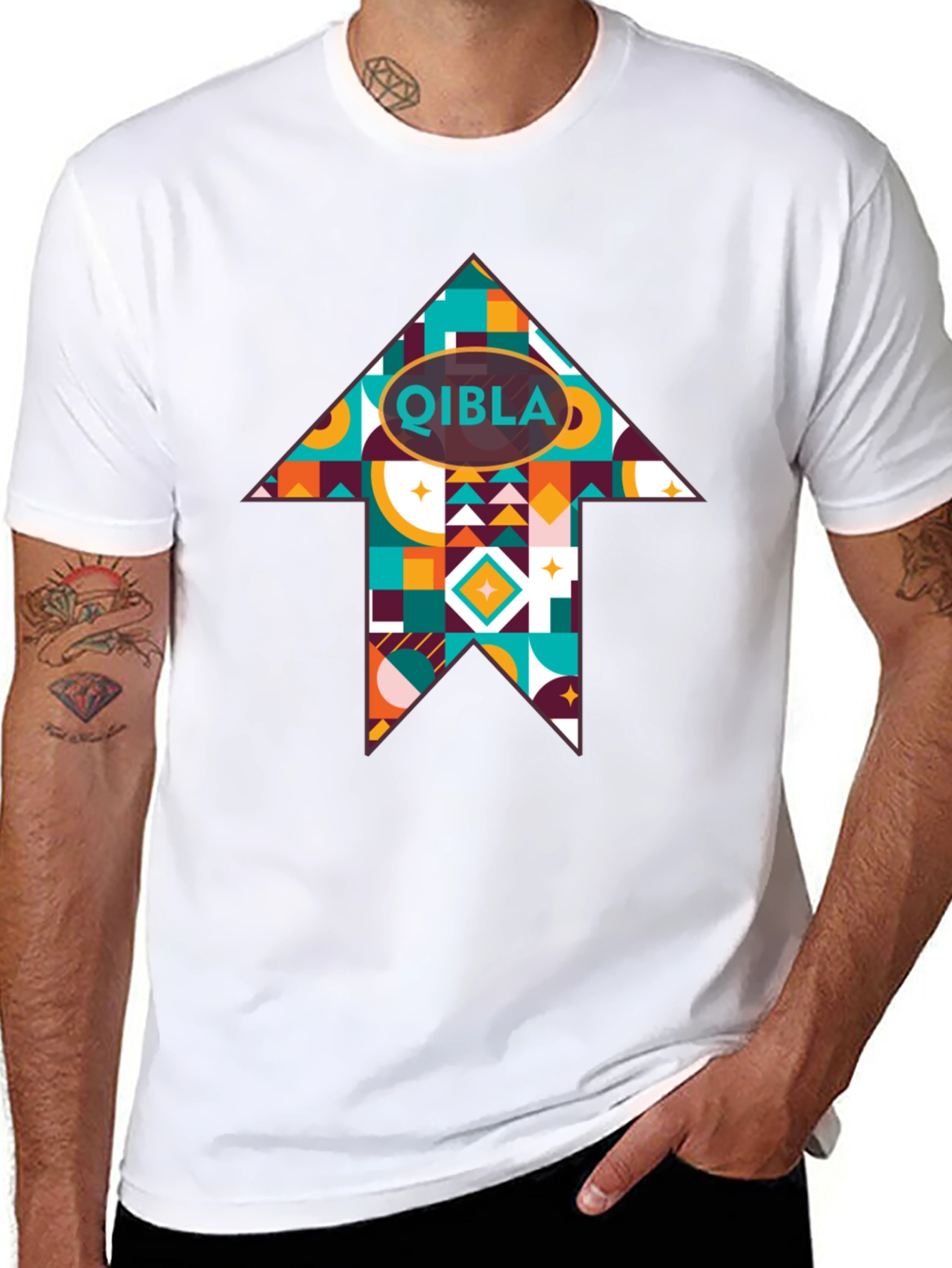 Qibla Direction Arrow Tee - Stylish Islamic Gift