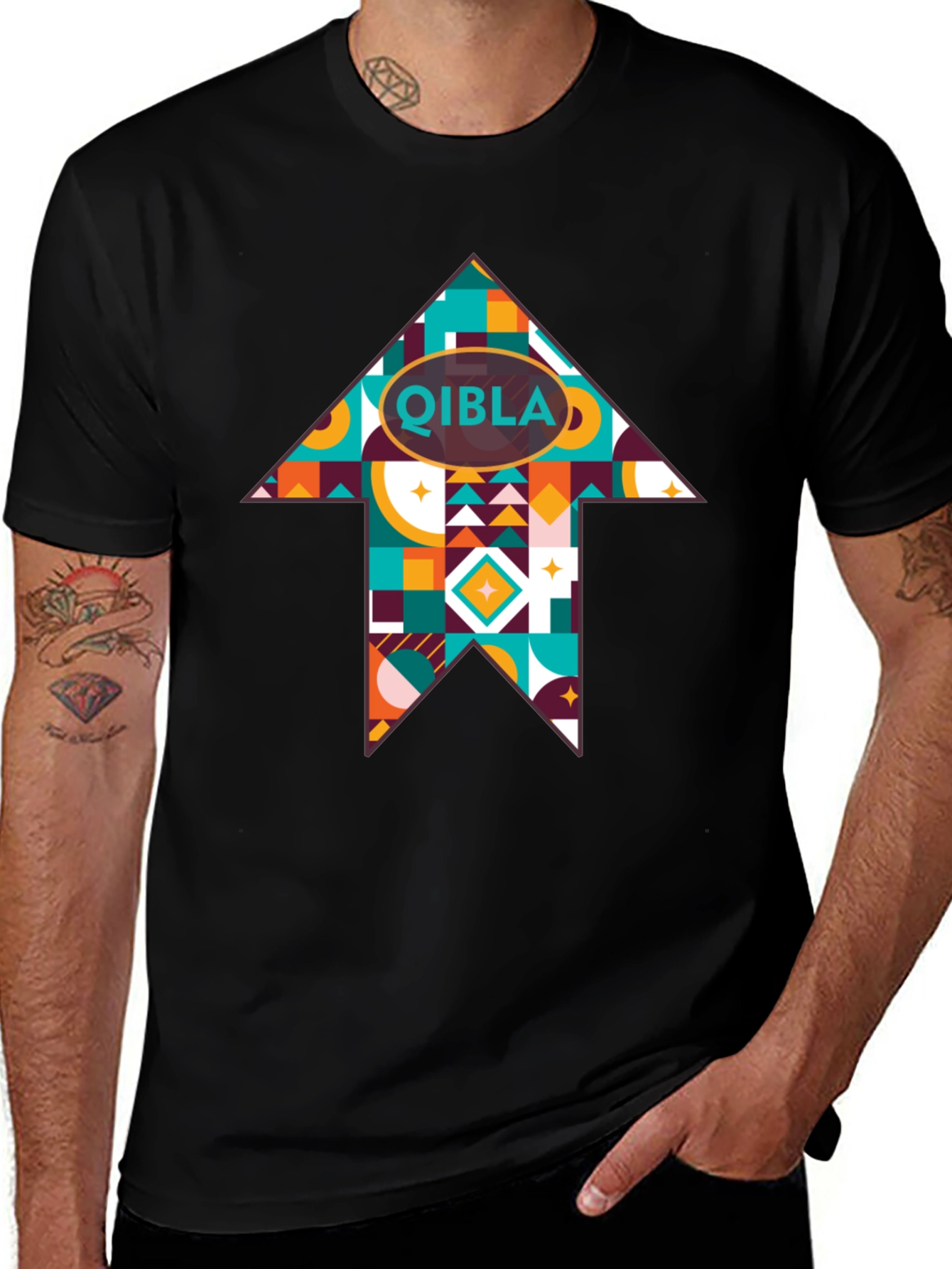 Qibla Direction Arrow Tee - Stylish Islamic Gift