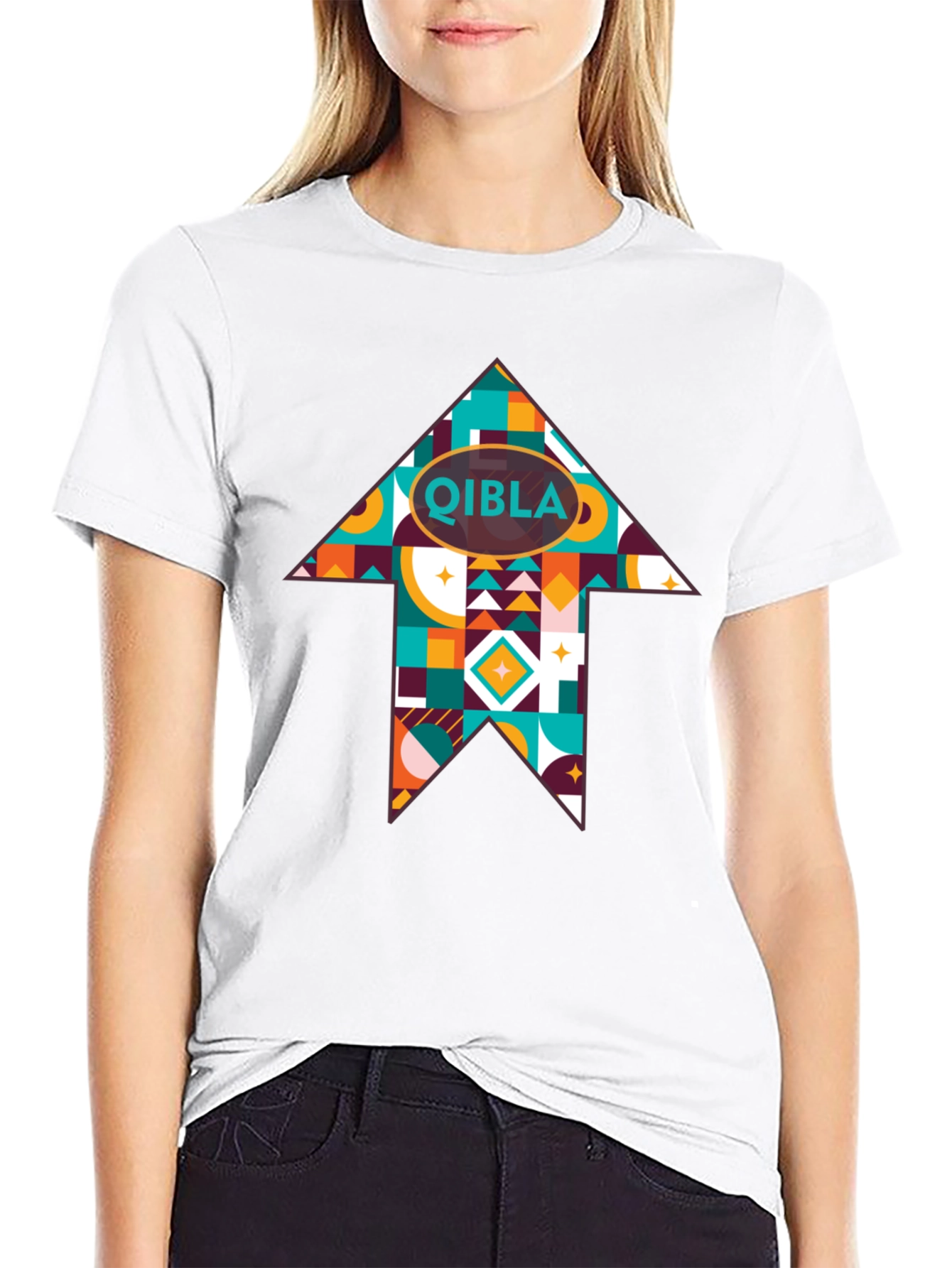 Qibla Direction Arrow Tee - Stylish Islamic Gift