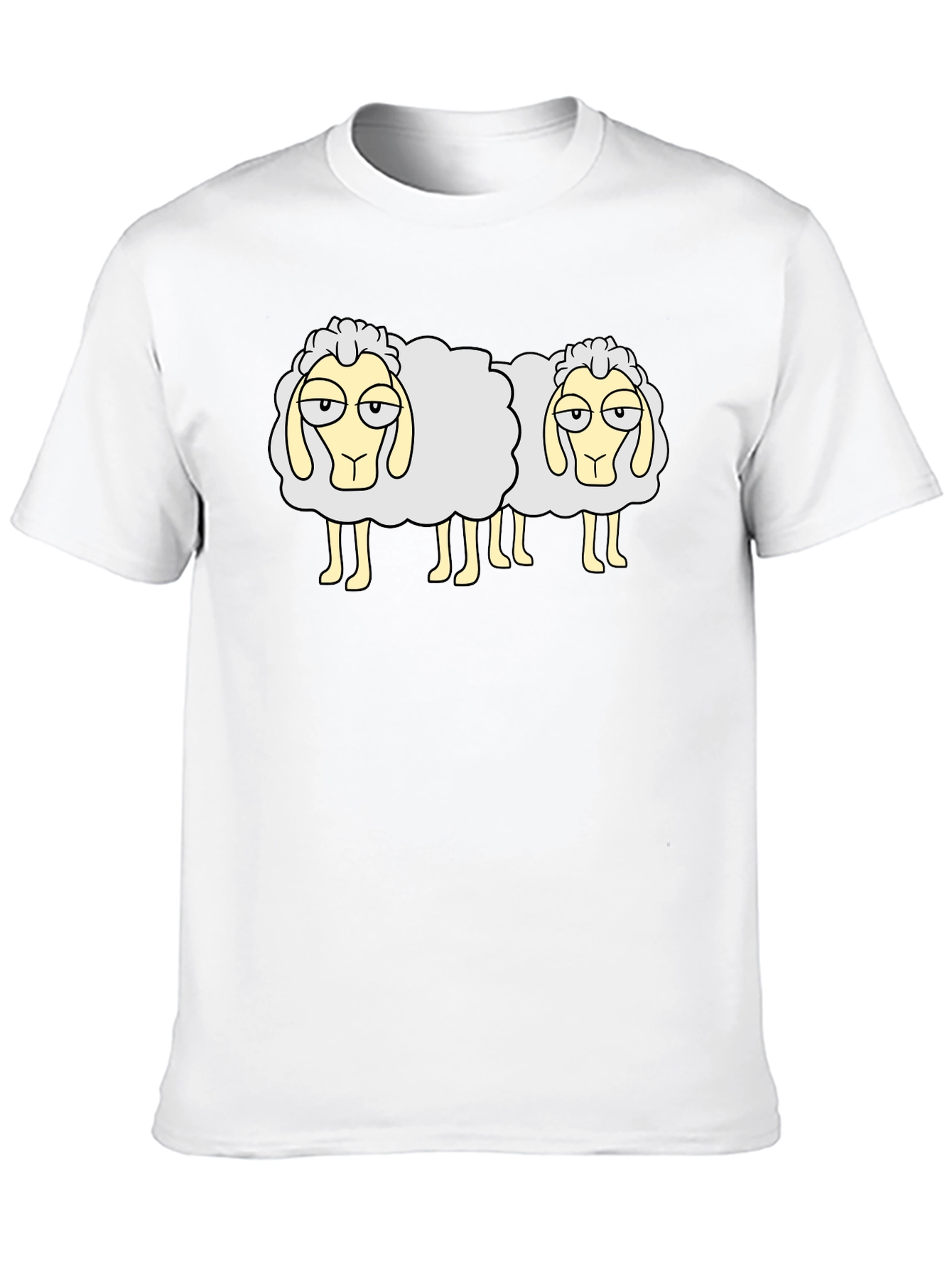 Two Sheep Black T-Shirt - Funny Cartoon Design
