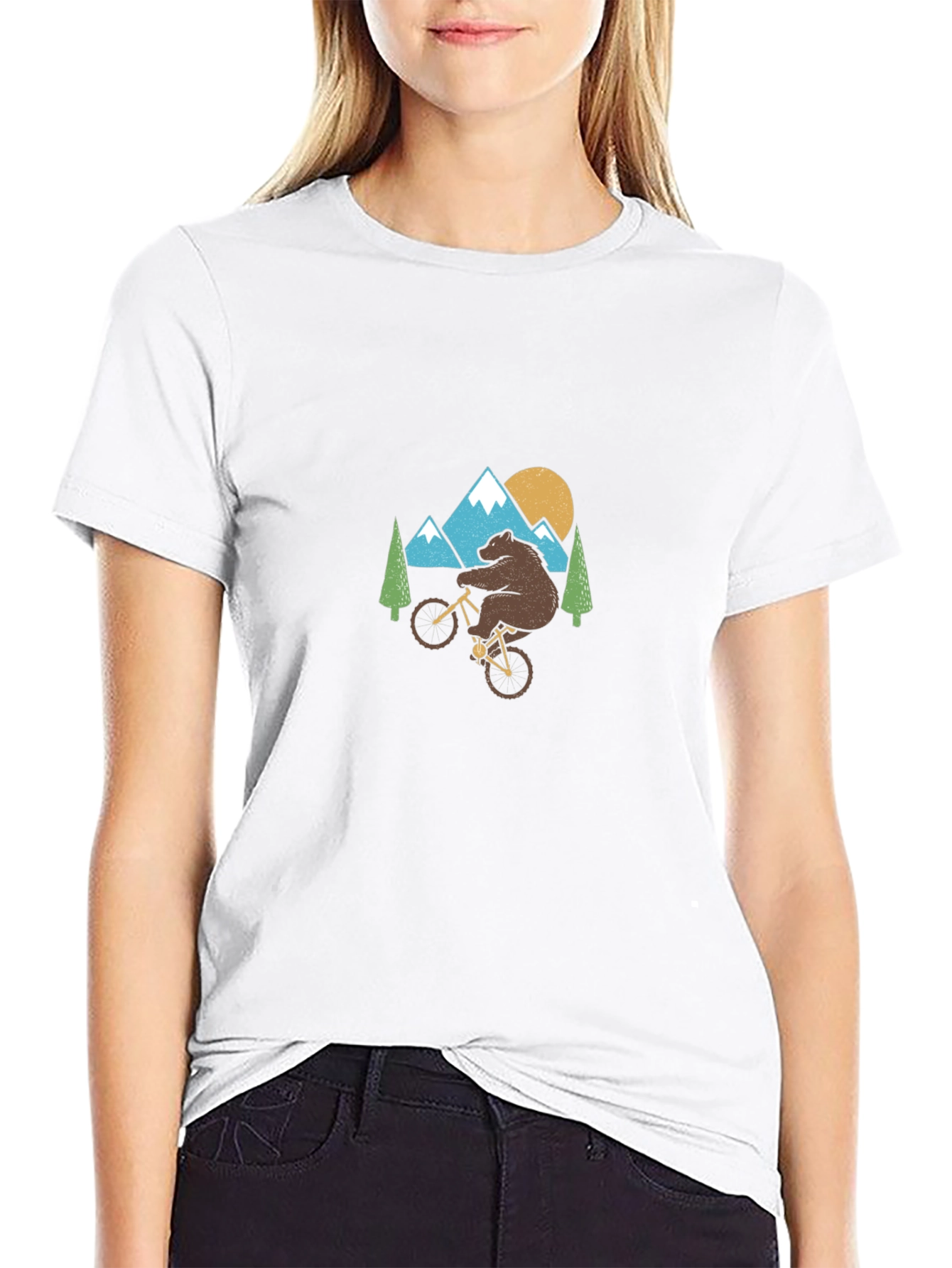 Bear on Bike Graphic Tee - Nature Inspired Shirt