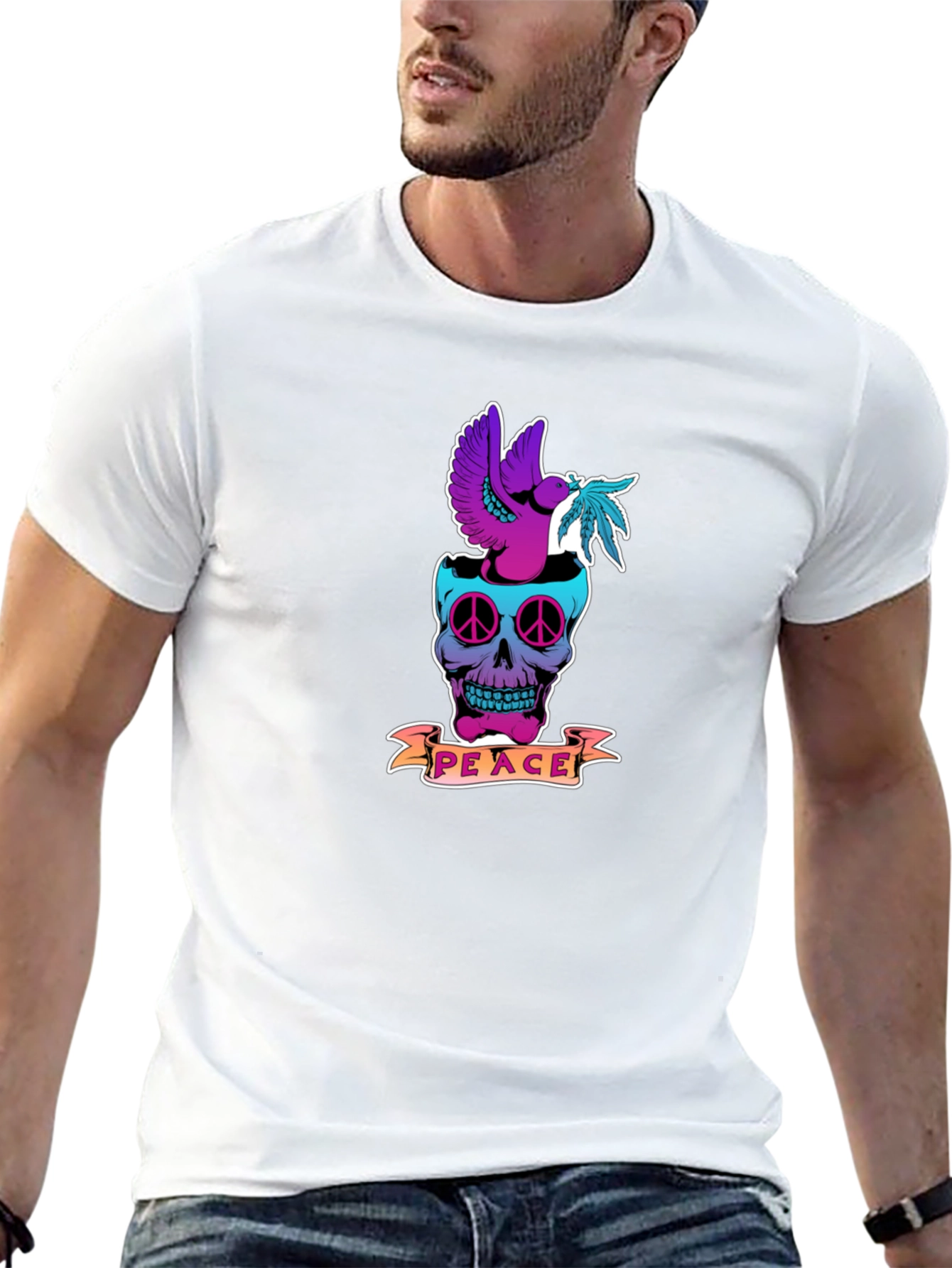 Peace Dove Skull Graphic T-Shirt
