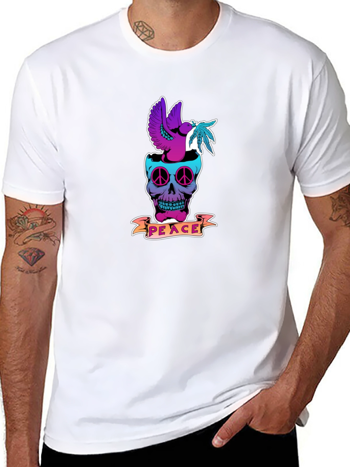 Peace Dove Skull Graphic T-Shirt