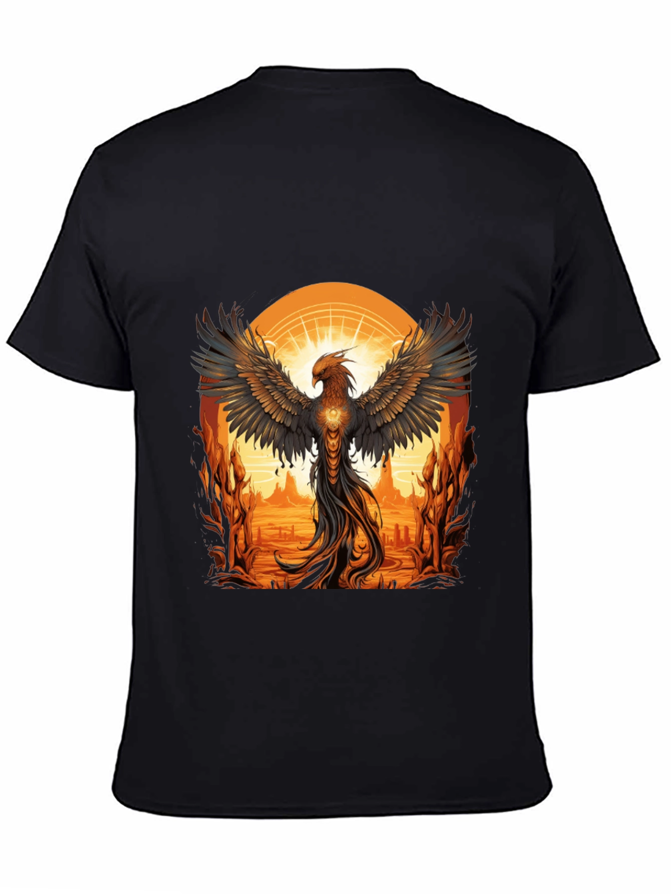 Phoenix Rising Graphic Tee - Black Cotton