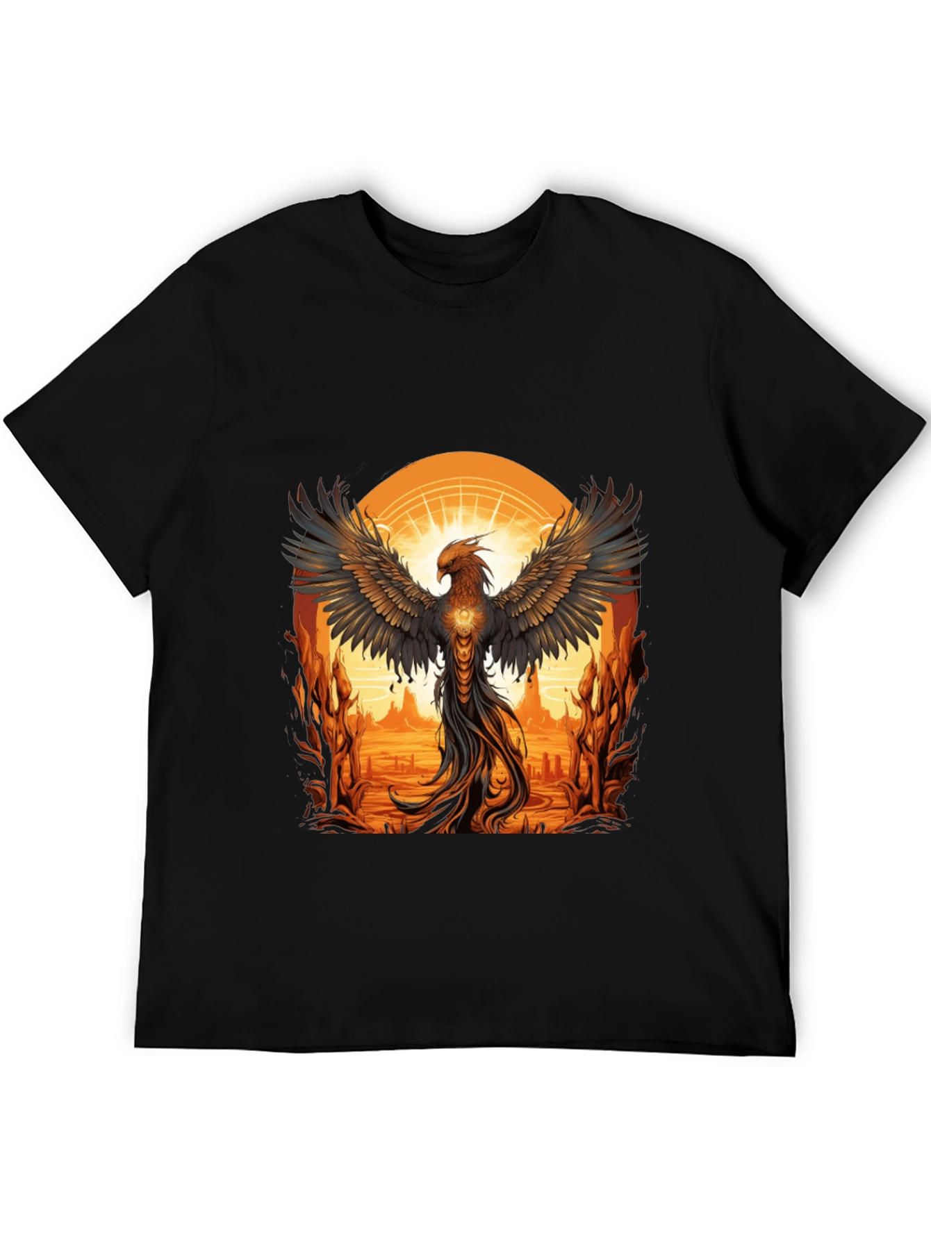 Phoenix Rising Graphic Tee - Black Cotton