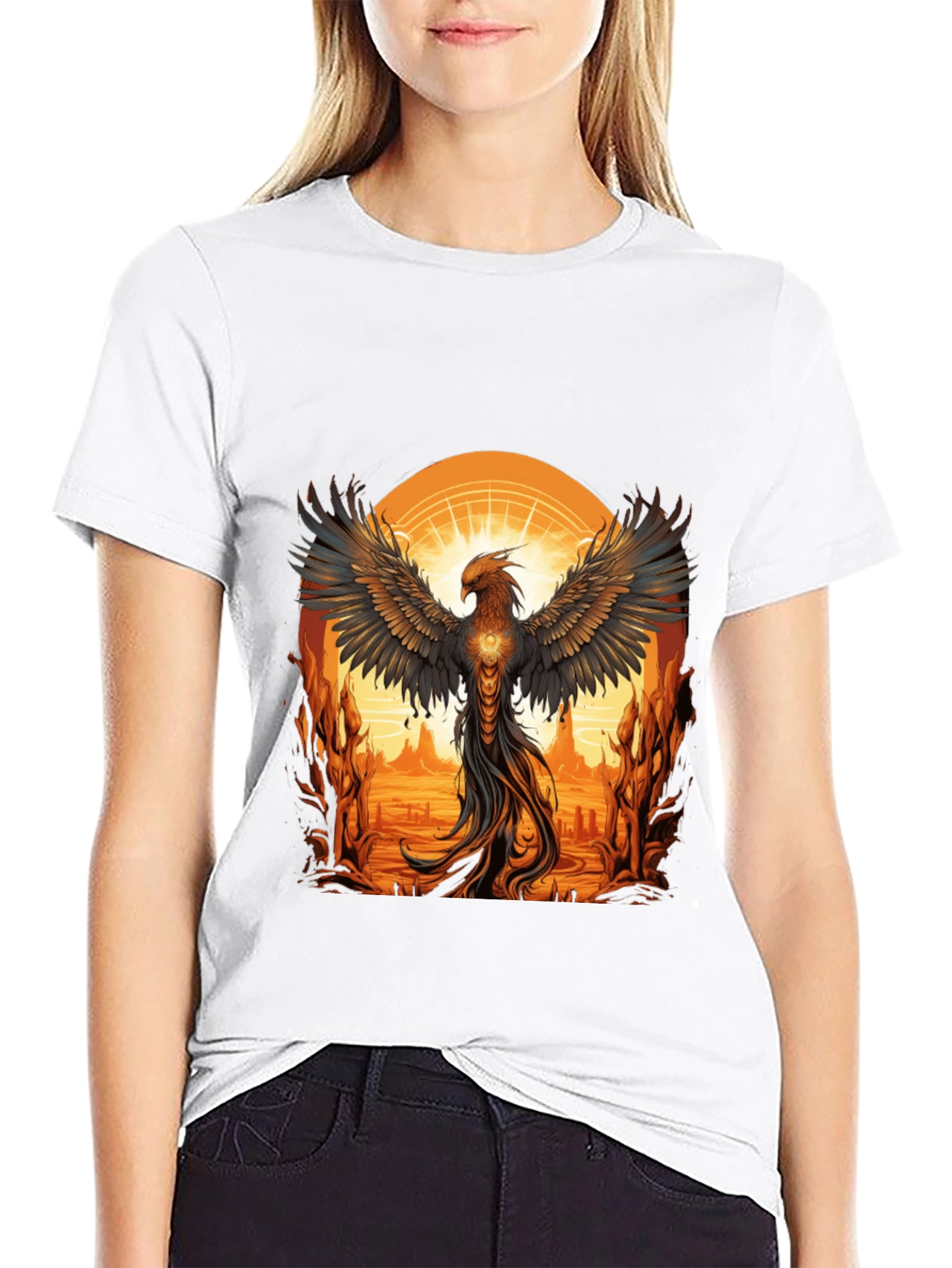 Phoenix Rising Graphic Tee - Black Cotton