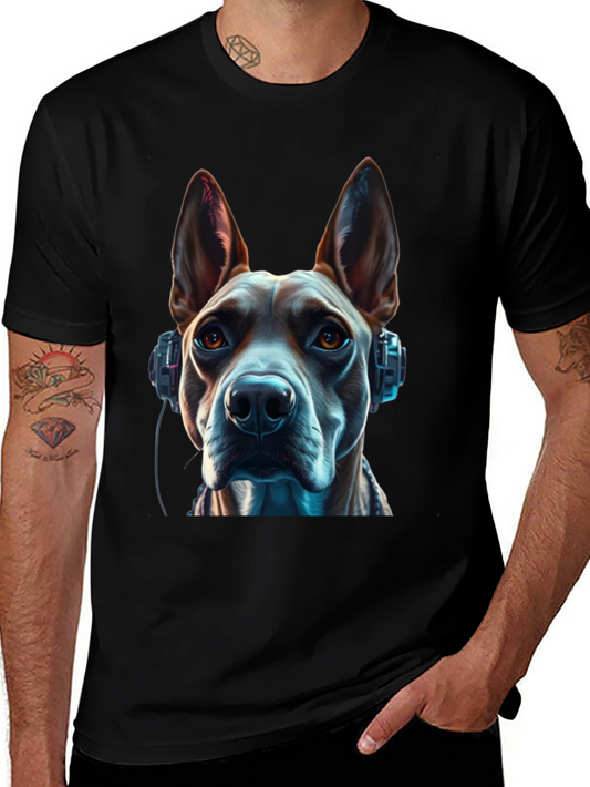 Dog with Headphones Graphic Tee - Stylish & Unique