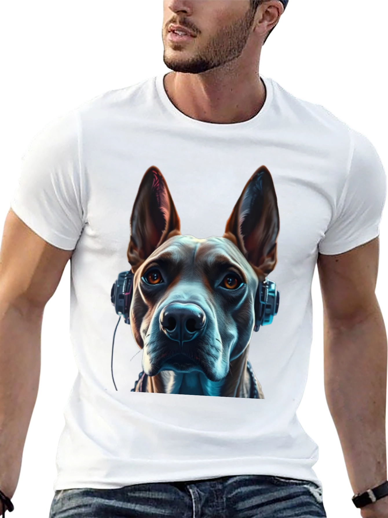 Dog with Headphones Graphic Tee - Stylish & Unique