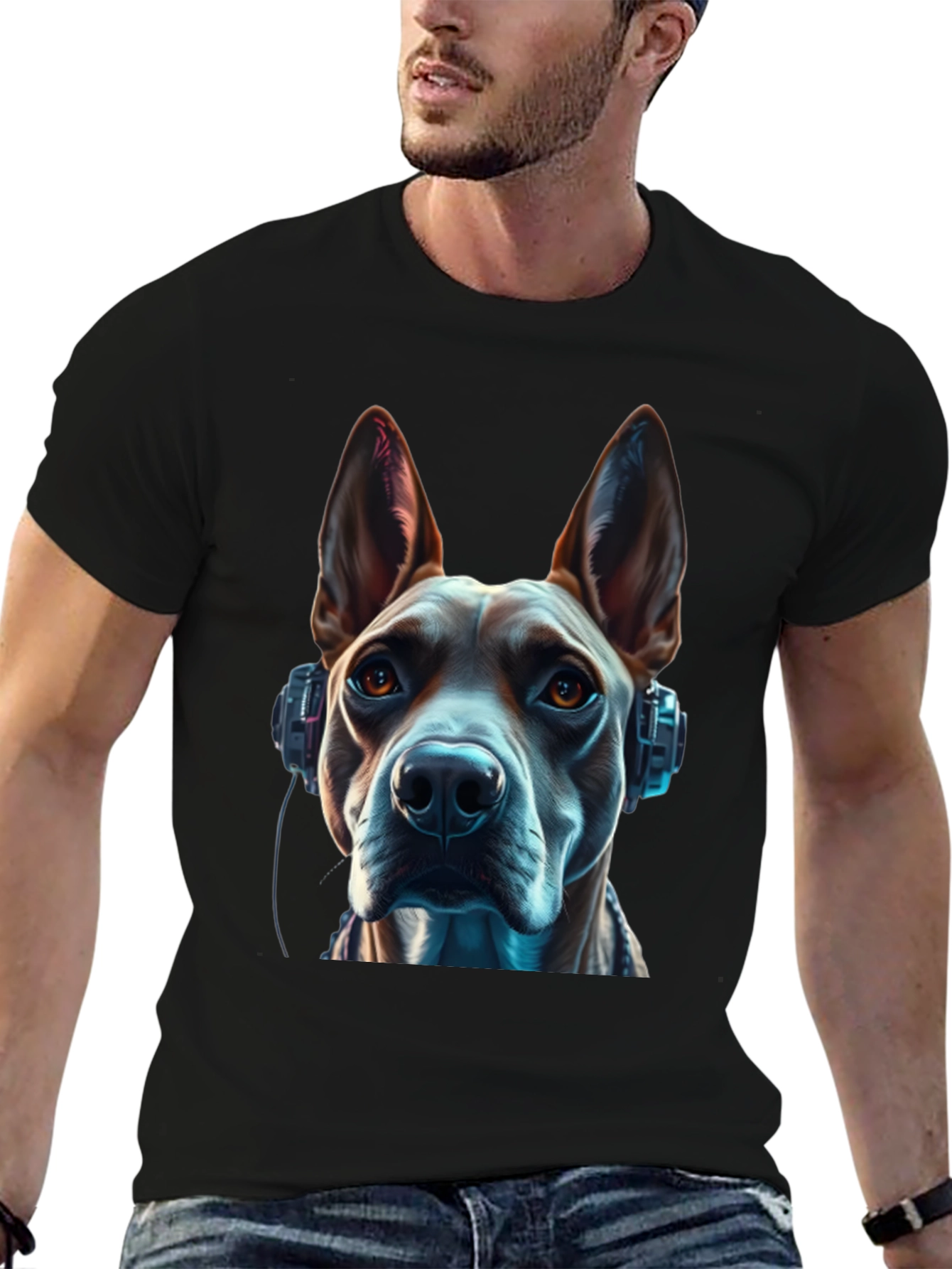 Dog with Headphones Graphic Tee - Stylish & Unique