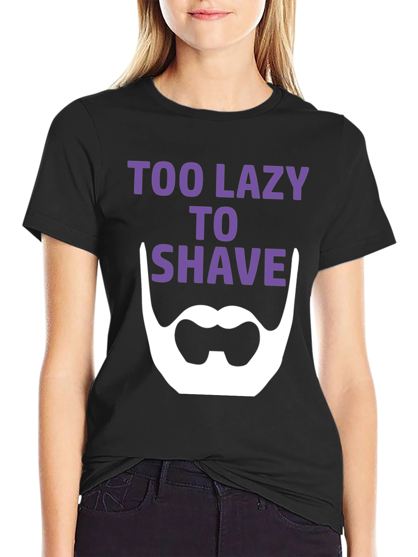 Too Lazy to Shave Graphic Tee - Black
