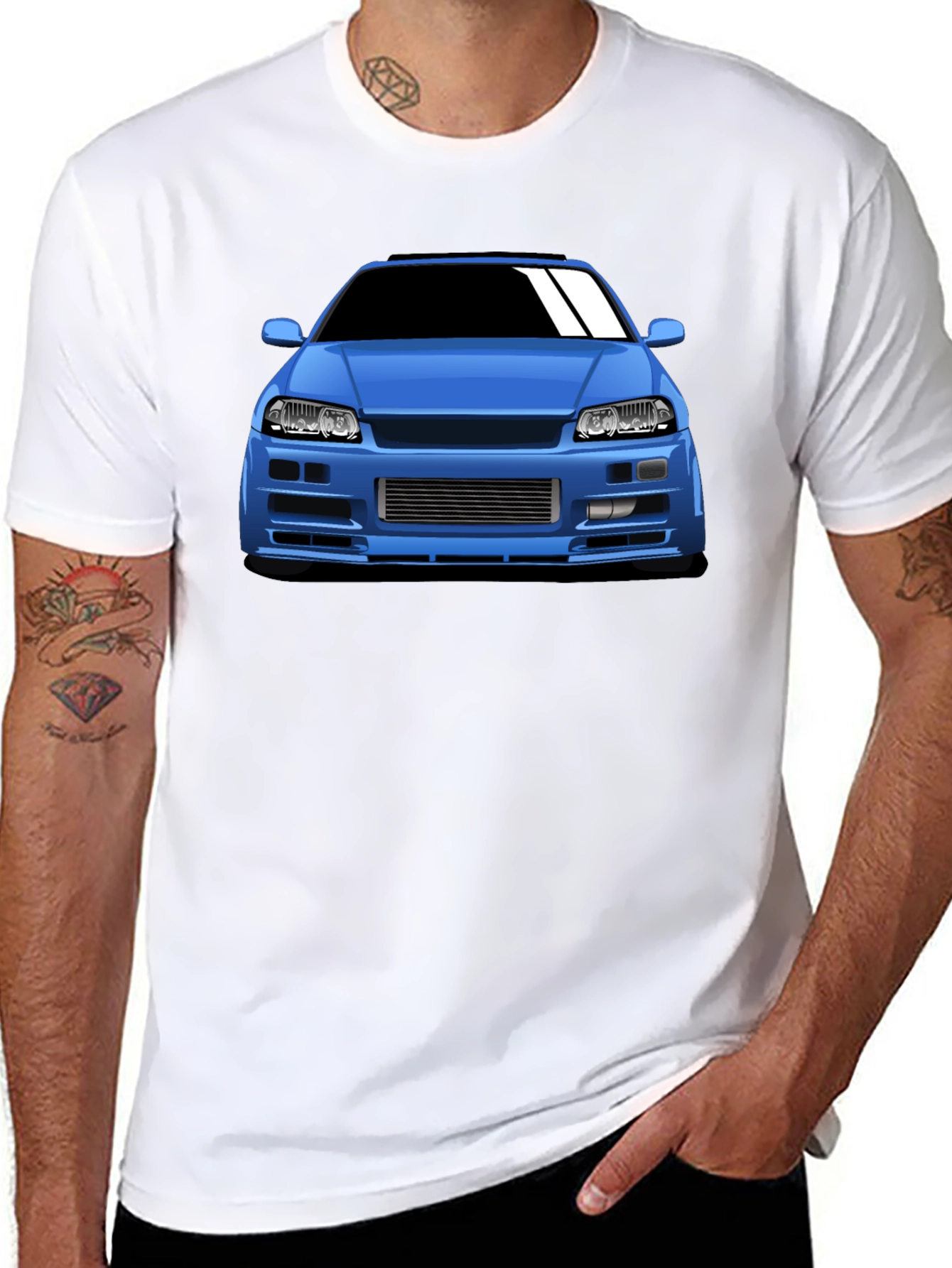 Blue Car Graphic T-Shirt - Automotive Enthusiast Apparel