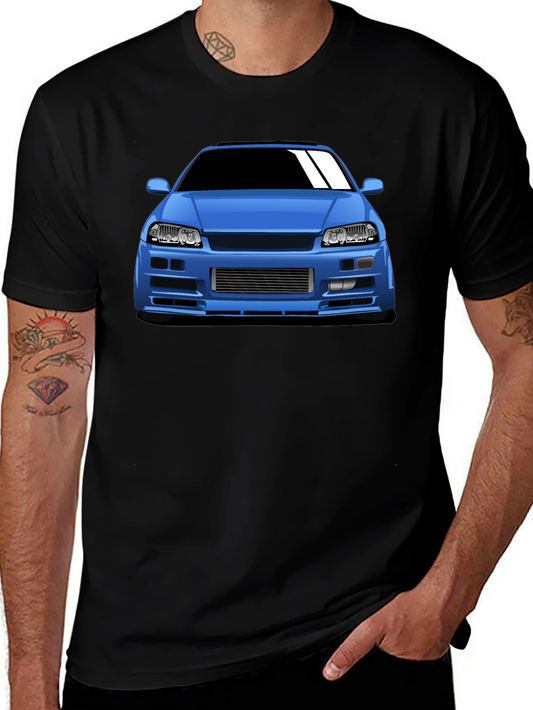 Blue Car Graphic T-Shirt - Automotive Enthusiast Apparel