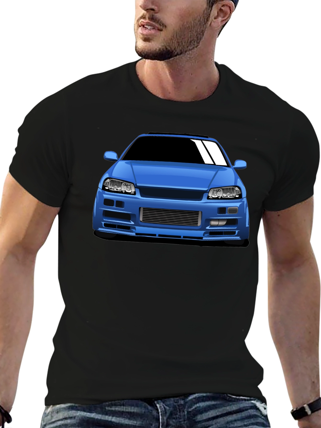 Blue Car Graphic T-Shirt - Automotive Enthusiast Apparel